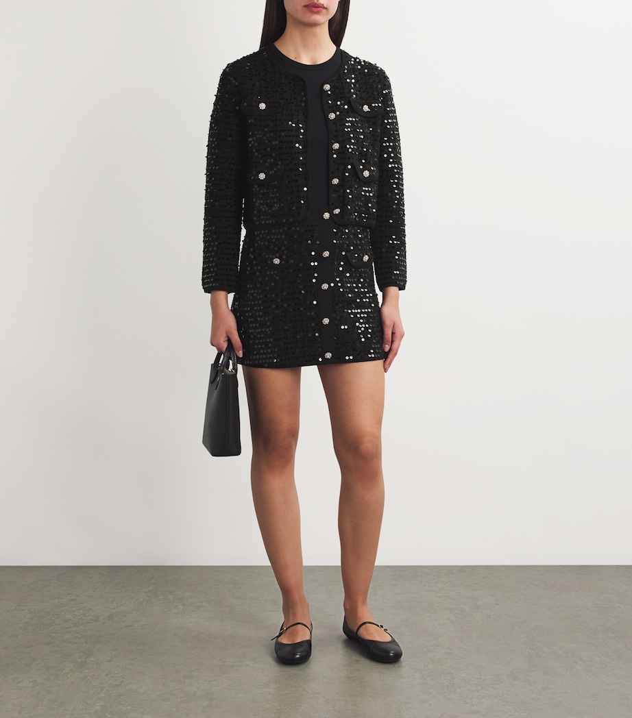 Sequinned Cardigan BLACK Image 2