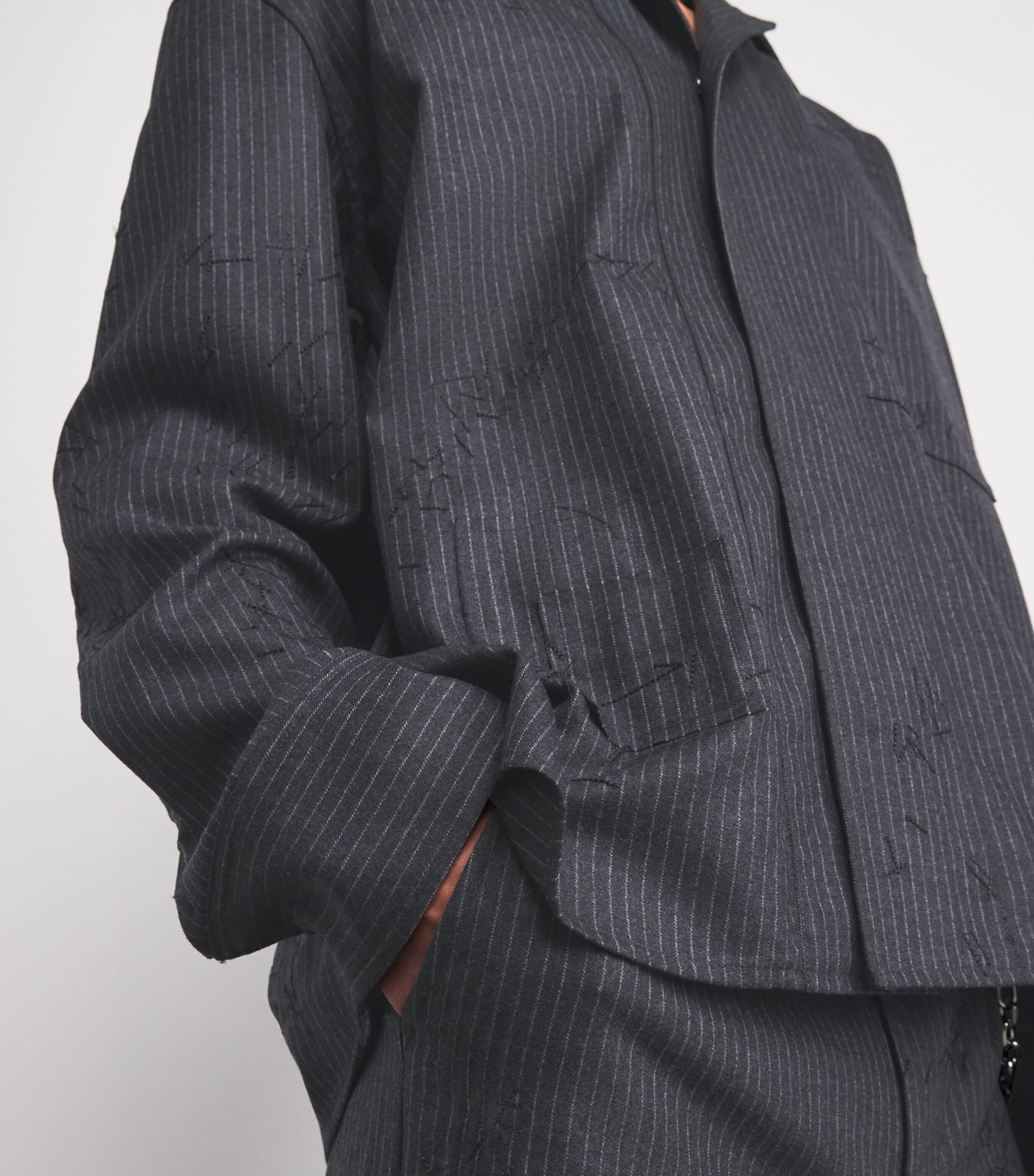 Wool-Blend Pinstripe Shirt COAL PINSTRIPE Image 6