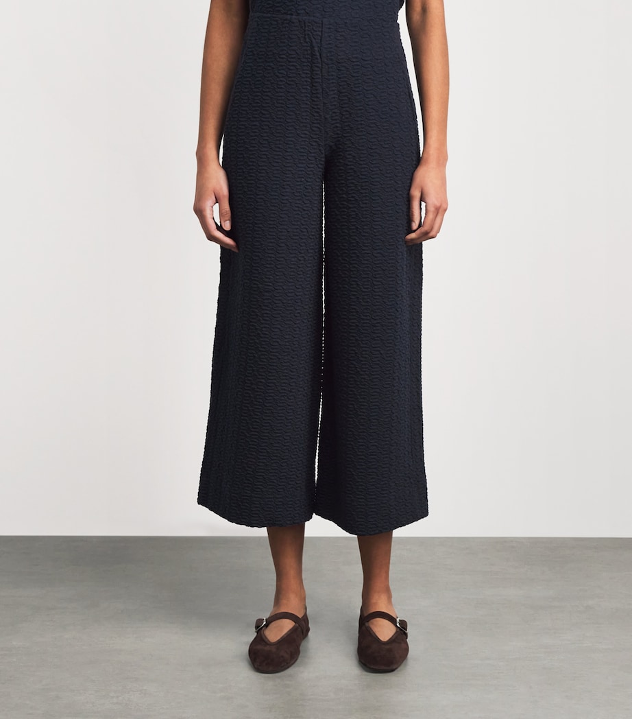ME+EM Womens Cotton-Blend Textured Cropped Trousers Navy Image 4