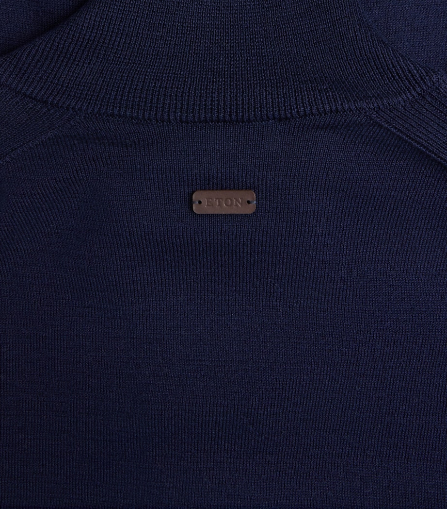 Eton Mens Cotton Zip Cardigan Navy Blue Image 6