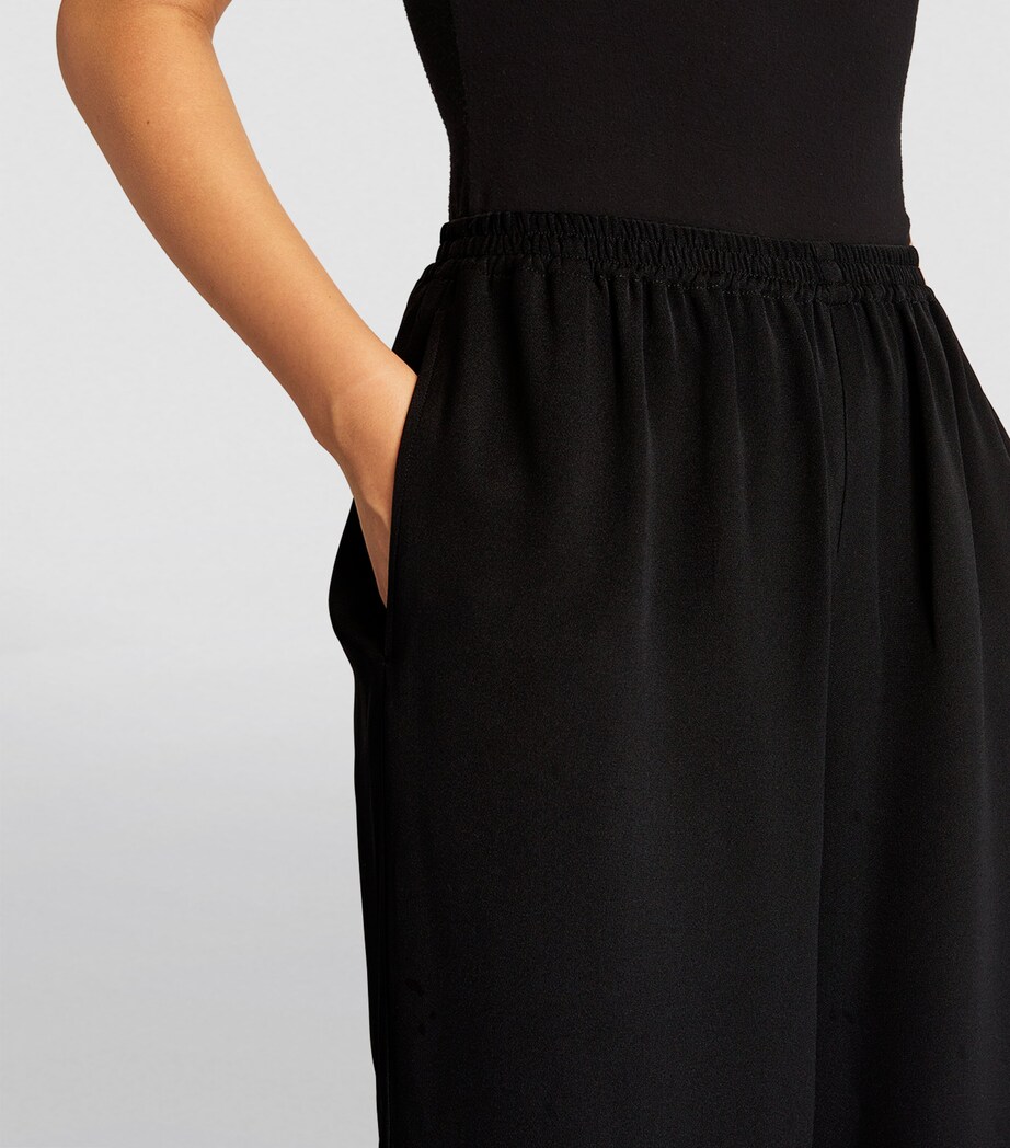 Silk Wide-Leg Trousers BLACK Image 6