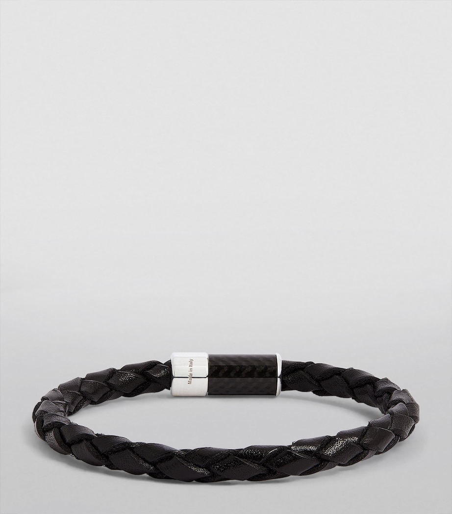 Tateossian Leather Carbon Pop Braided Bracelet Black Image 2