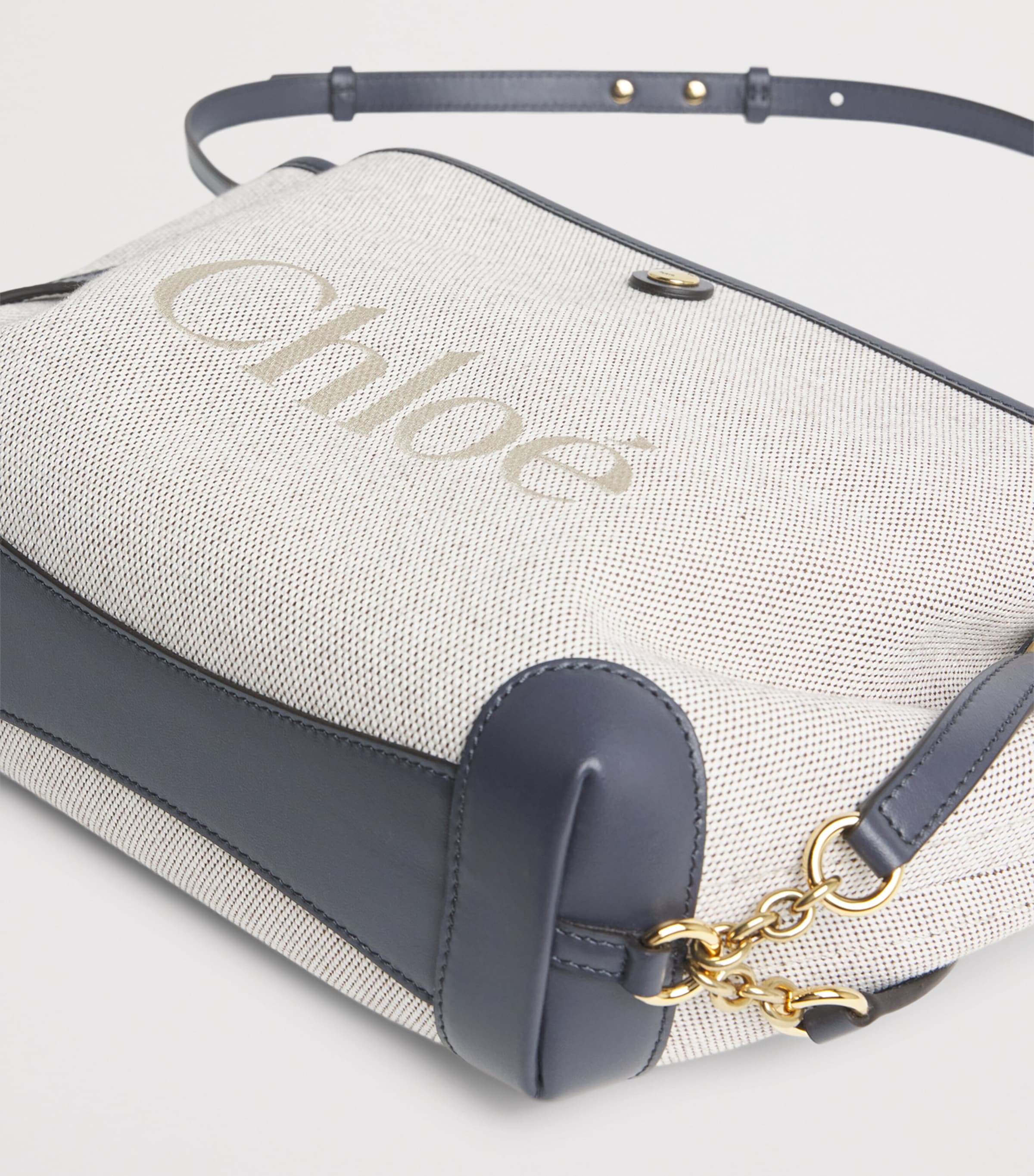 Chloé Small Canvas Clover Carry Top-Handle Bag Black Navy Image 3