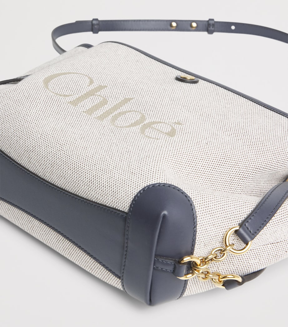 Chloé Small Canvas Clover Carry Top-Handle Bag Black Navy Image 3