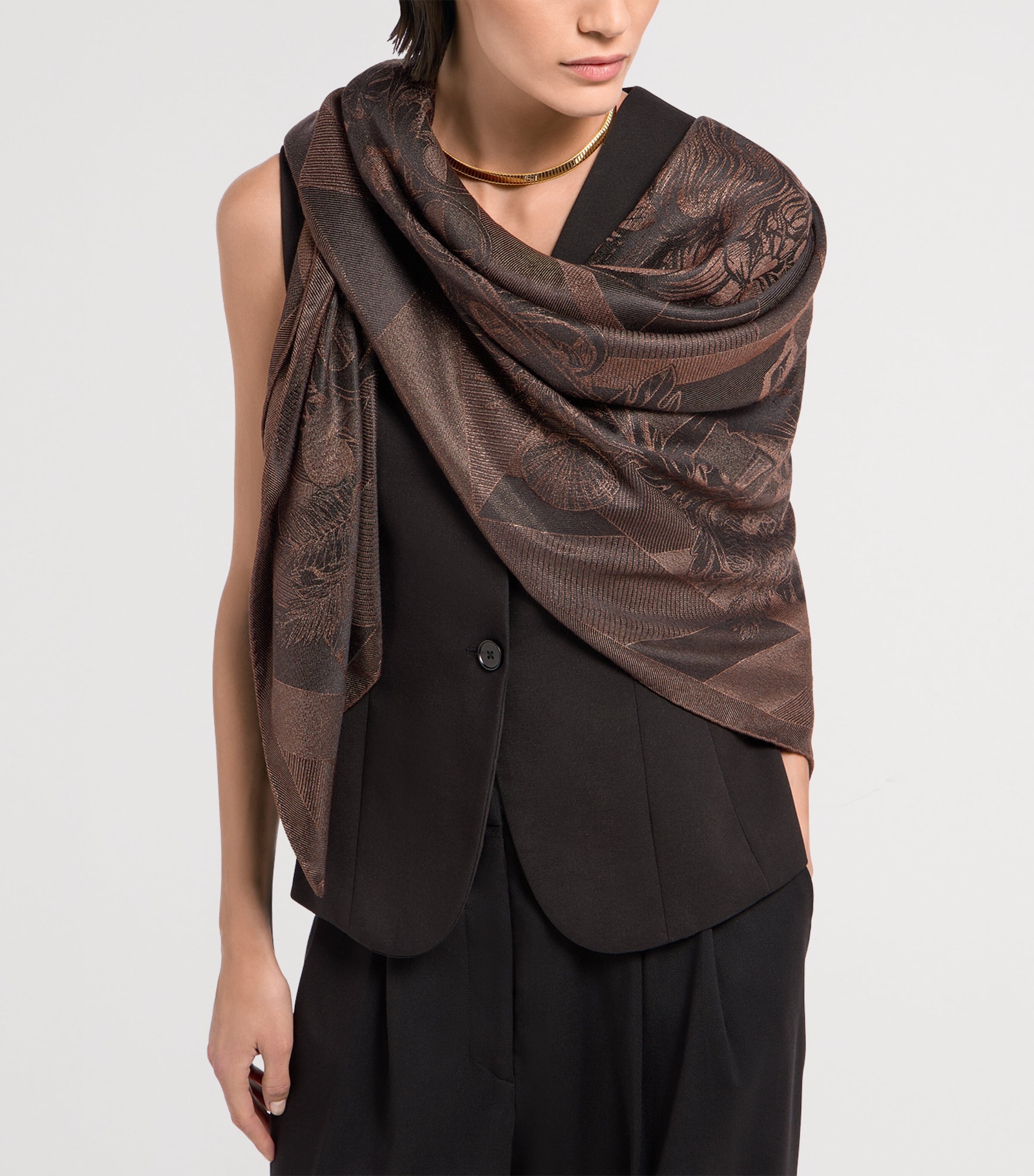Bvlgari Brown Silk Jacquard Scarf | Harrods AE