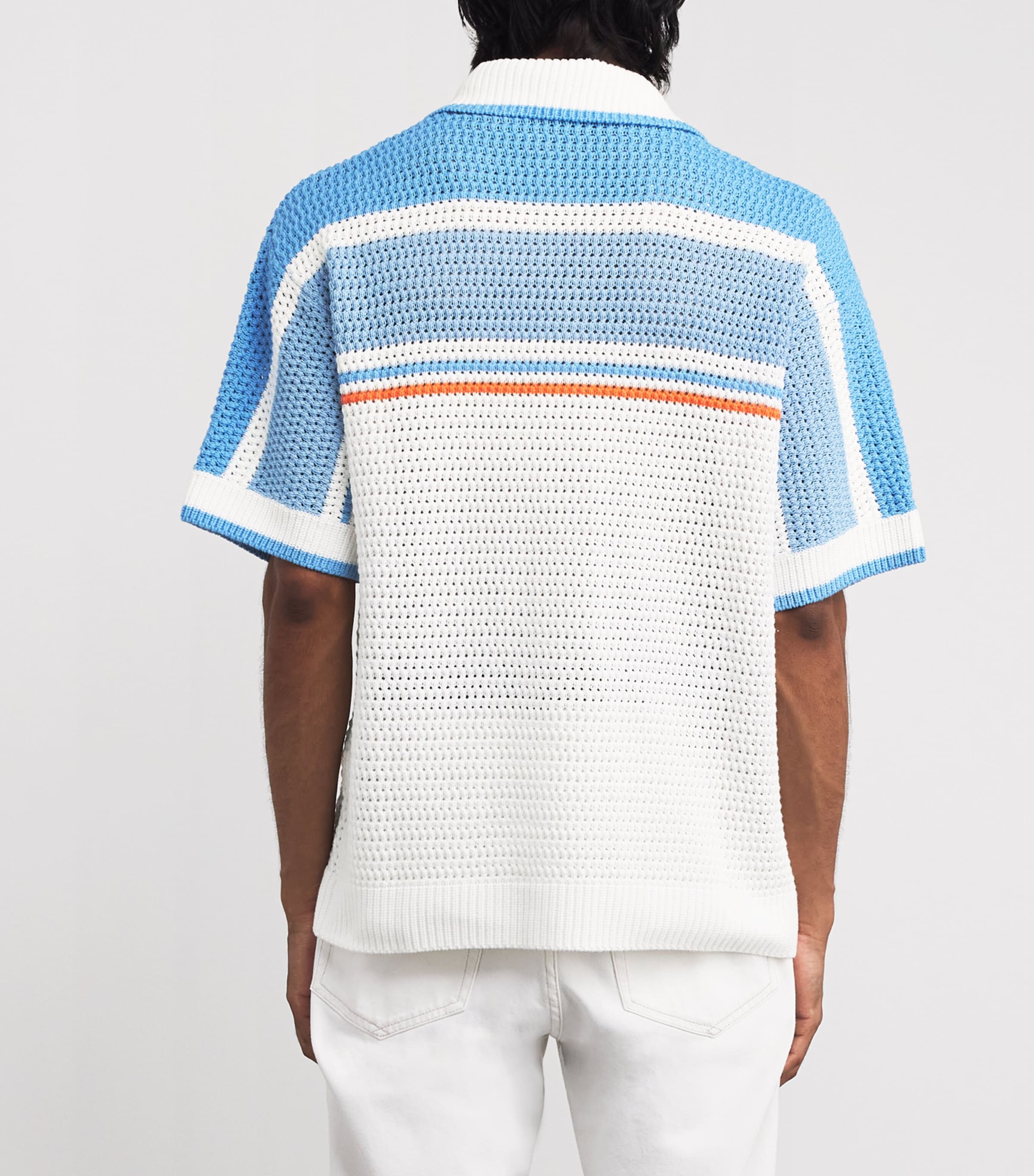 Cotton Crochet Tennis Short-Sleeve Shirt BLUE MULTI Image 4