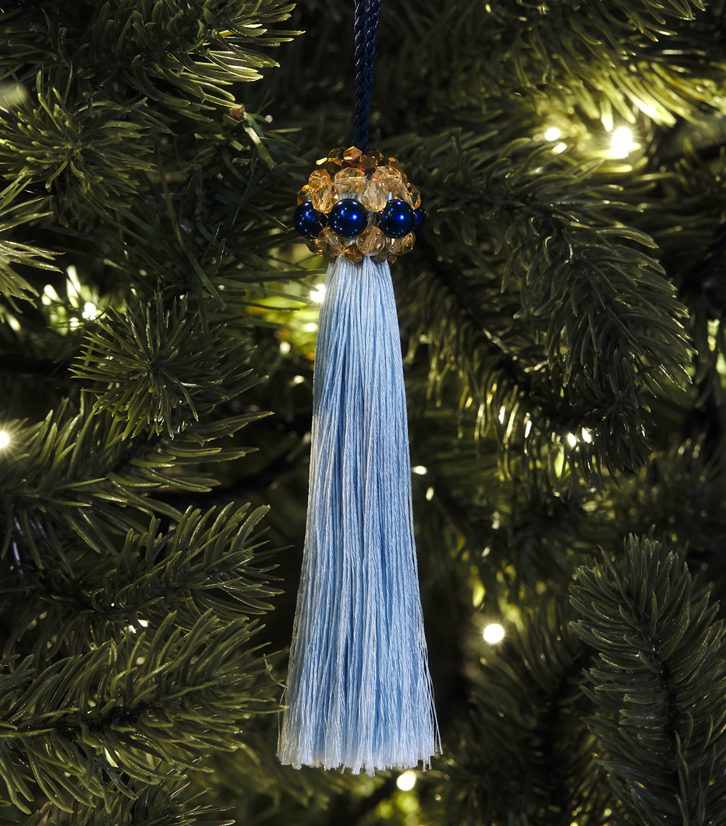 Jessica Light Beaded Mini Tassel Tree Decoration Pale Blue Image 3