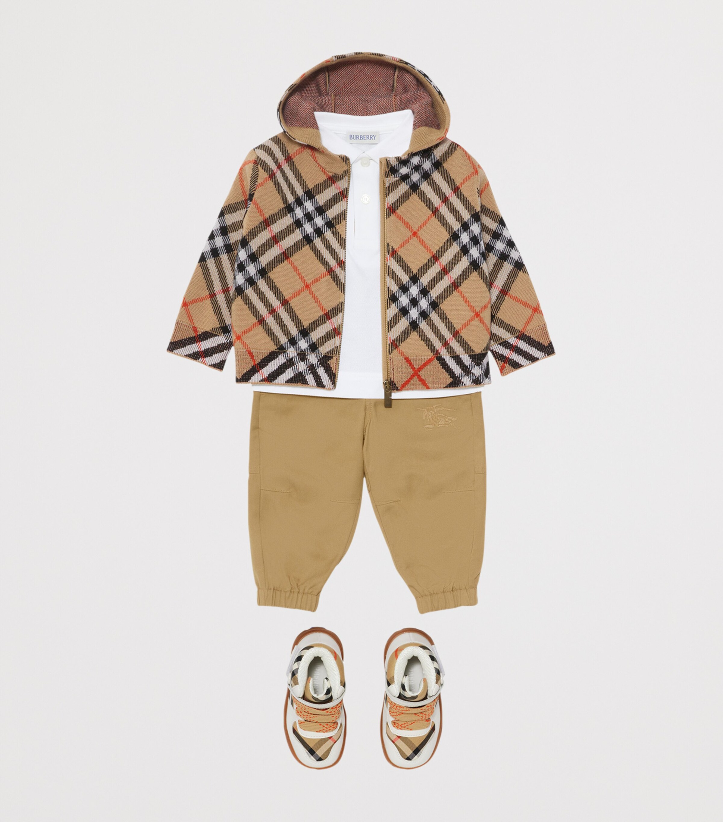 Burberry Kids Wool Check Zip-Up Hoodie (6-24 Months) Sand Ip Check Image 4
