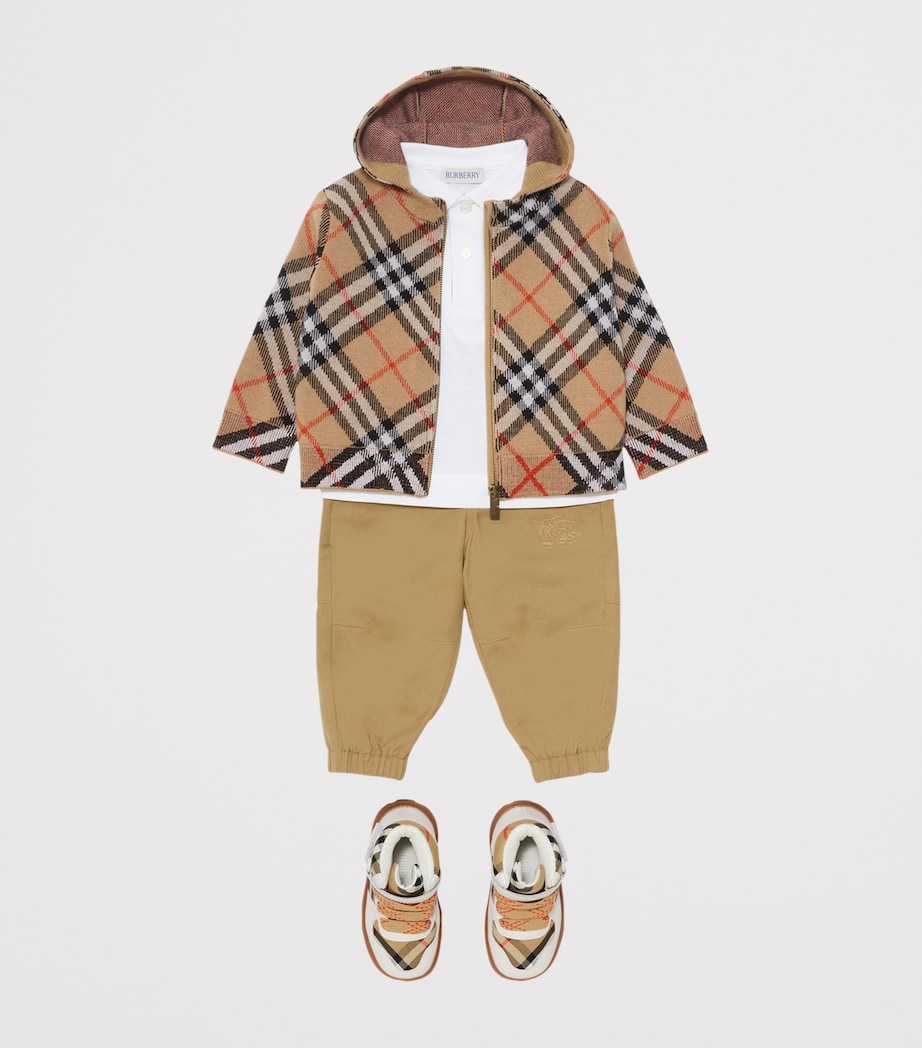 Burberry Kids Wool Check Zip-Up Hoodie (6-24 Months) Sand Ip Check Image 4