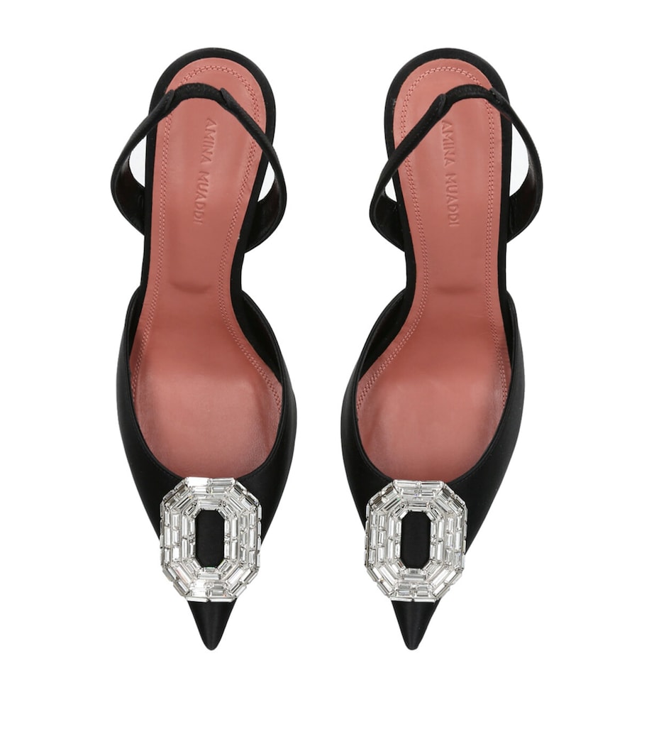 Satin Camelia Slingback Mules 60 BLACK Image 3