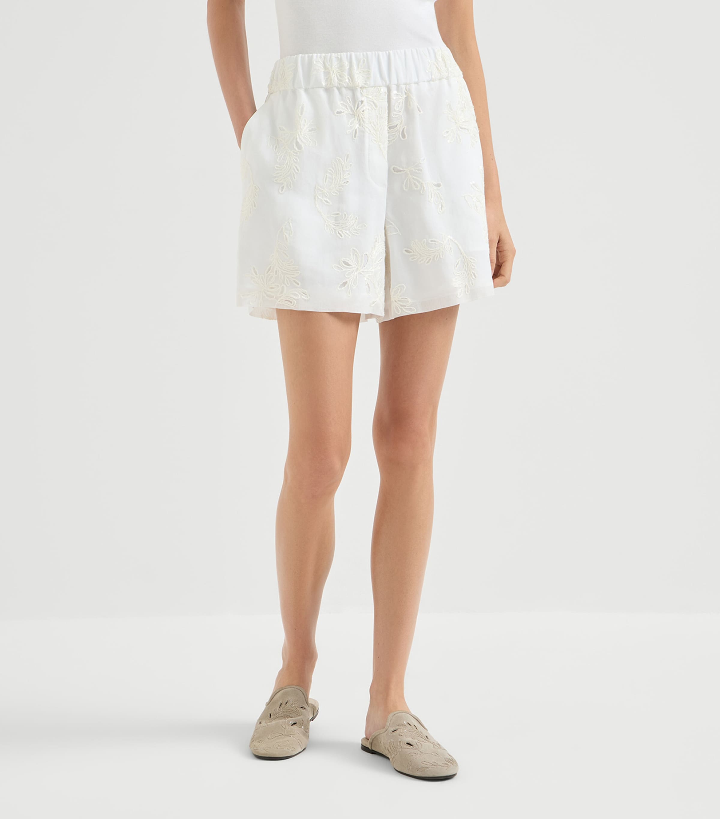 Brunello Cucinelli Womens Cotton Organza Bermuda Shorts Image 2