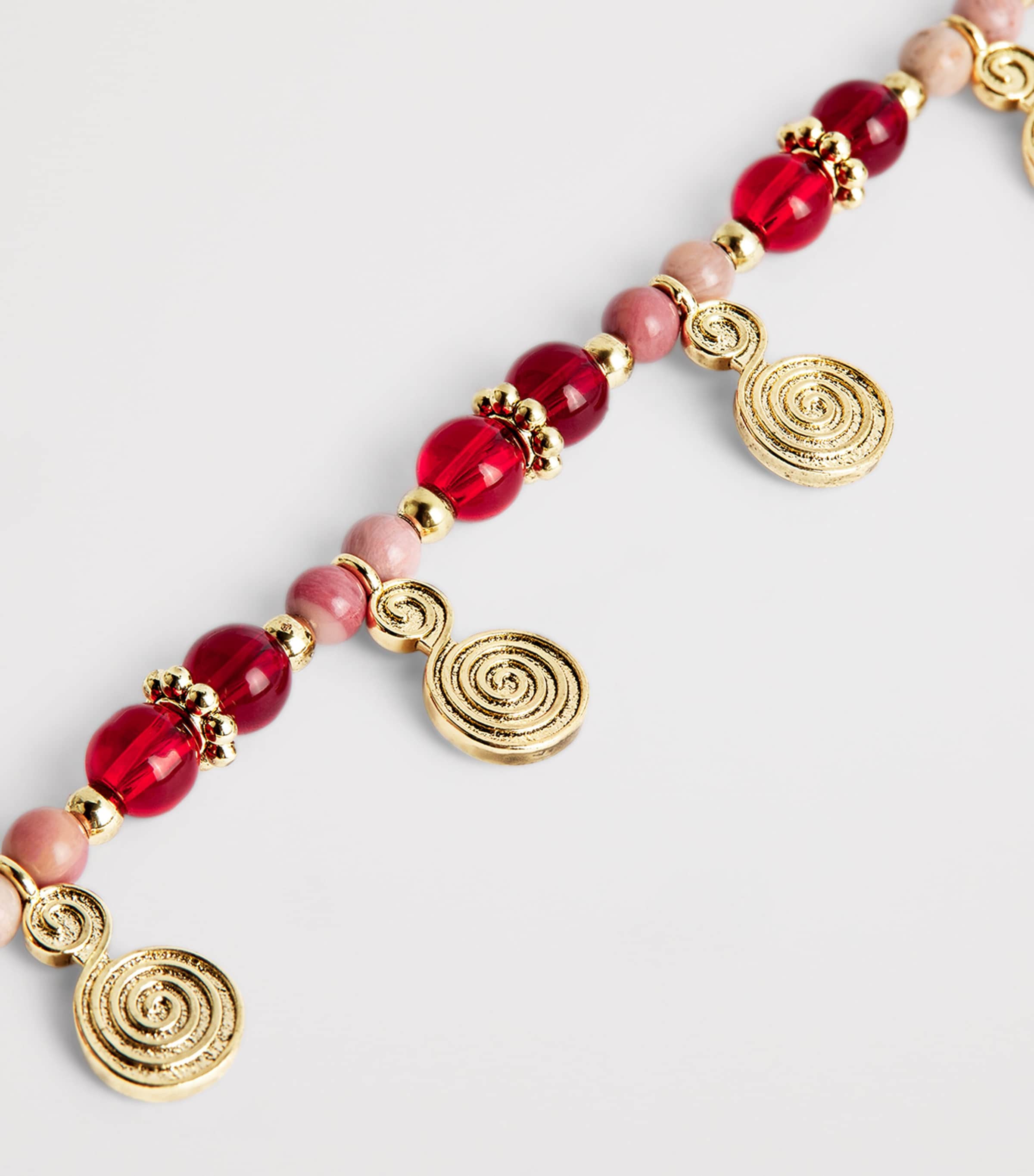 Rixo Gold-Plated Beaded Tala Necklace Burgundy Image 5