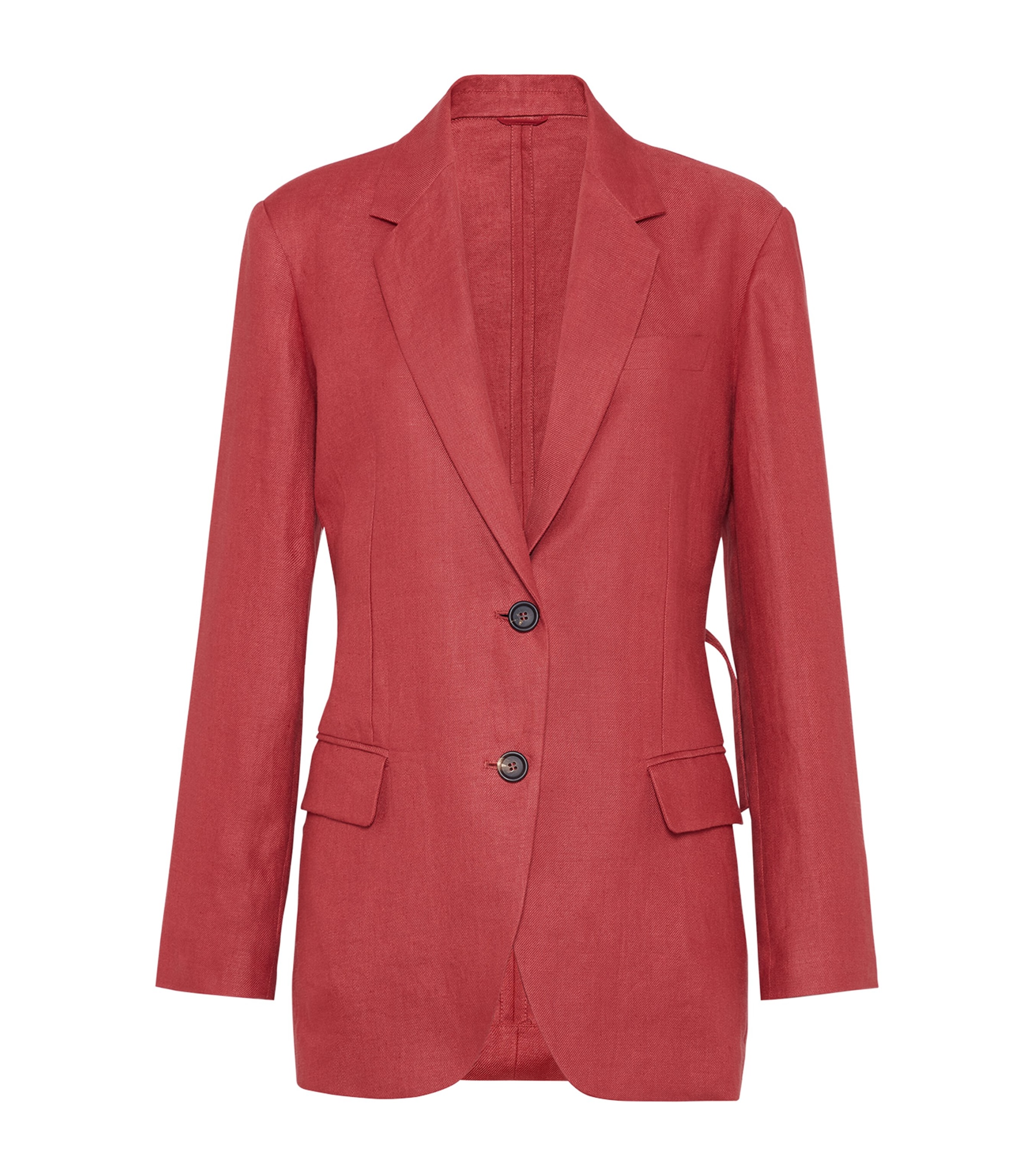 Brunello Cucinelli Hemp-linen Single-breasted Blazer In Red