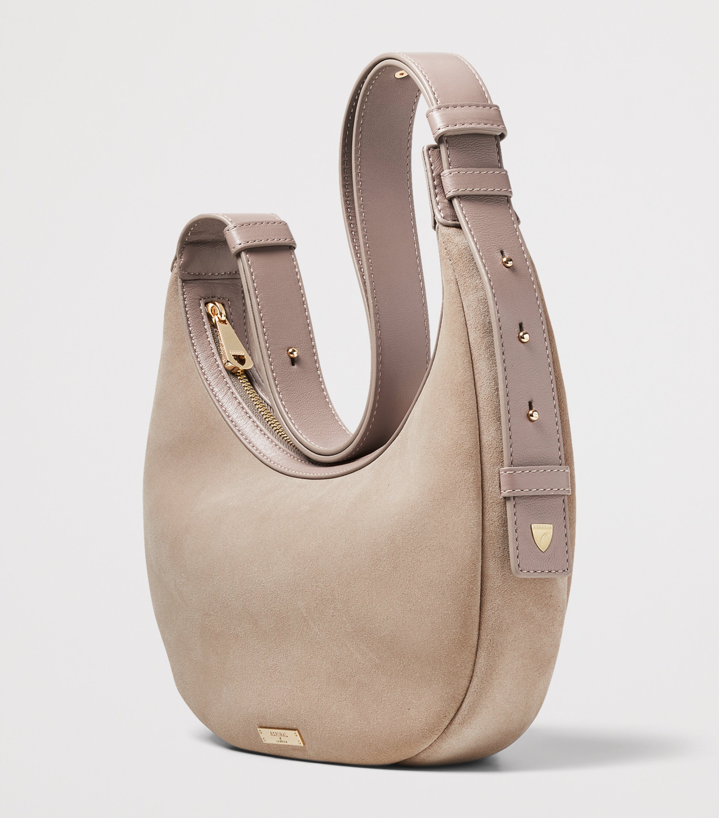 Aspinal Of London Small Leather Soho Crescent Shoulder Bag Moleskin Image 3
