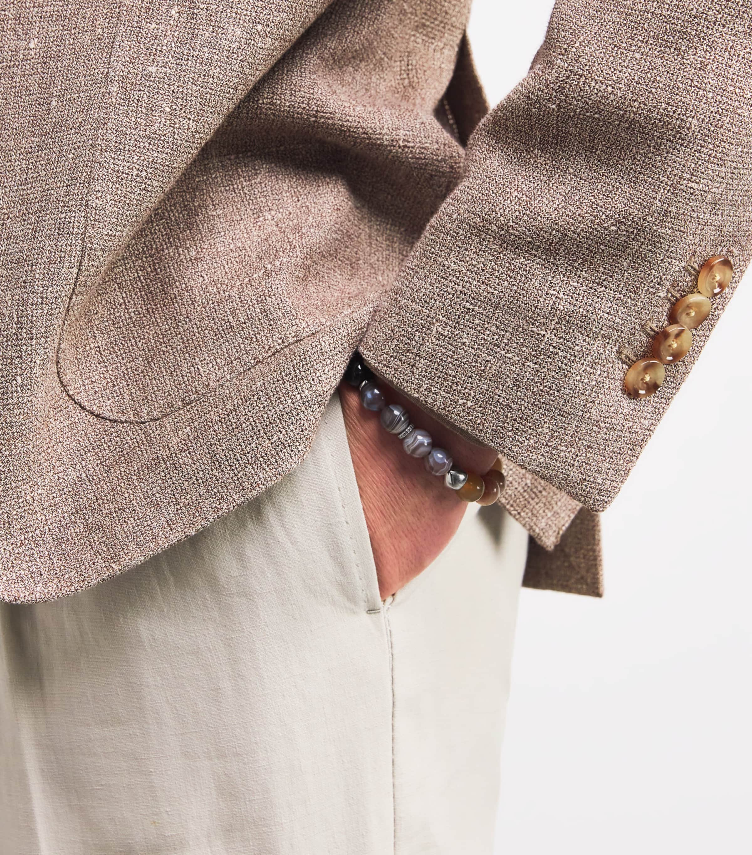 Rhodium Silver and Botswana Agate Bracelet BLACK Image 2