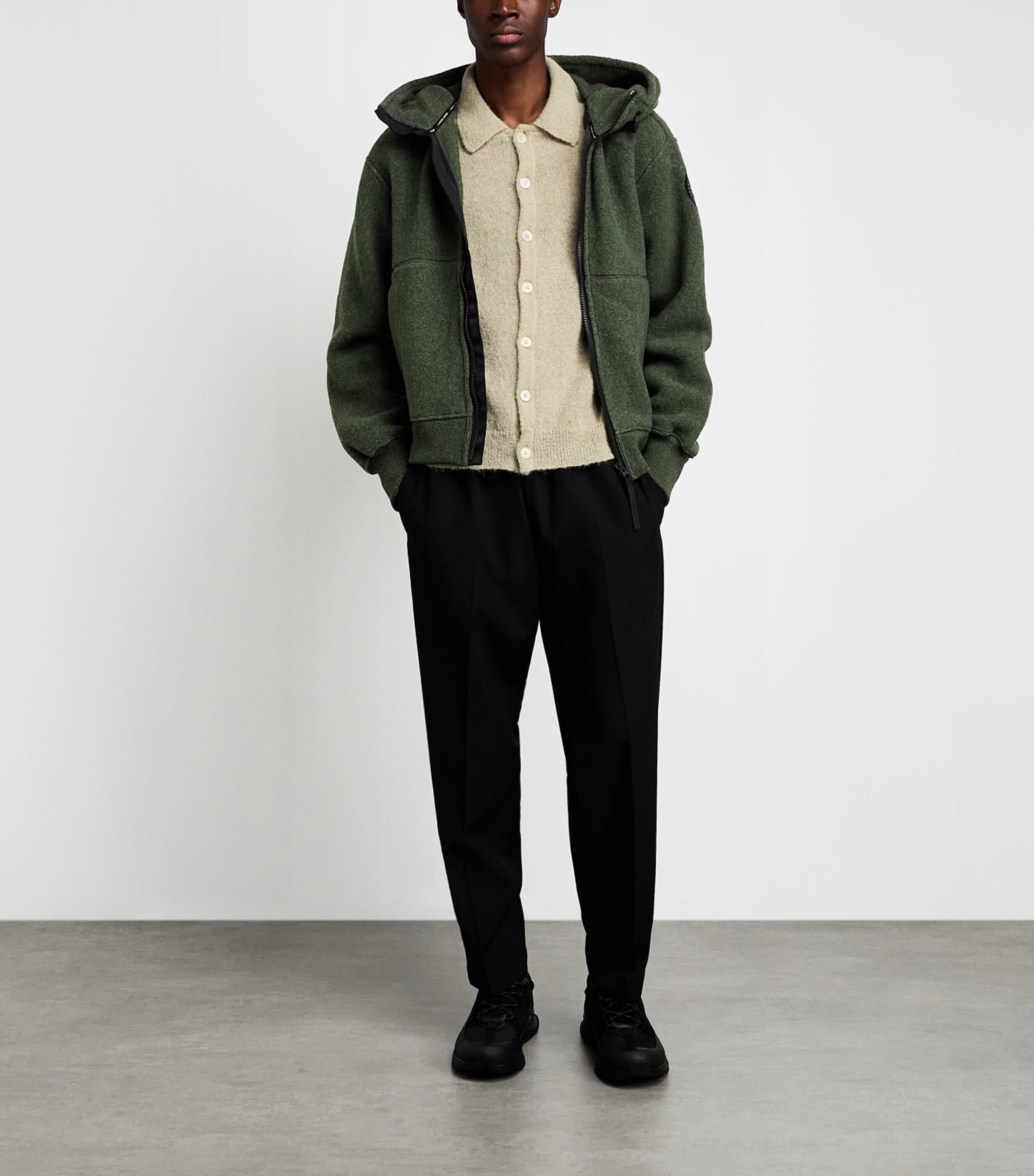 Canada Goose Mens Wool-Blend Fleece Chilliwack Bomber Jacket Moss Khaki Image 2