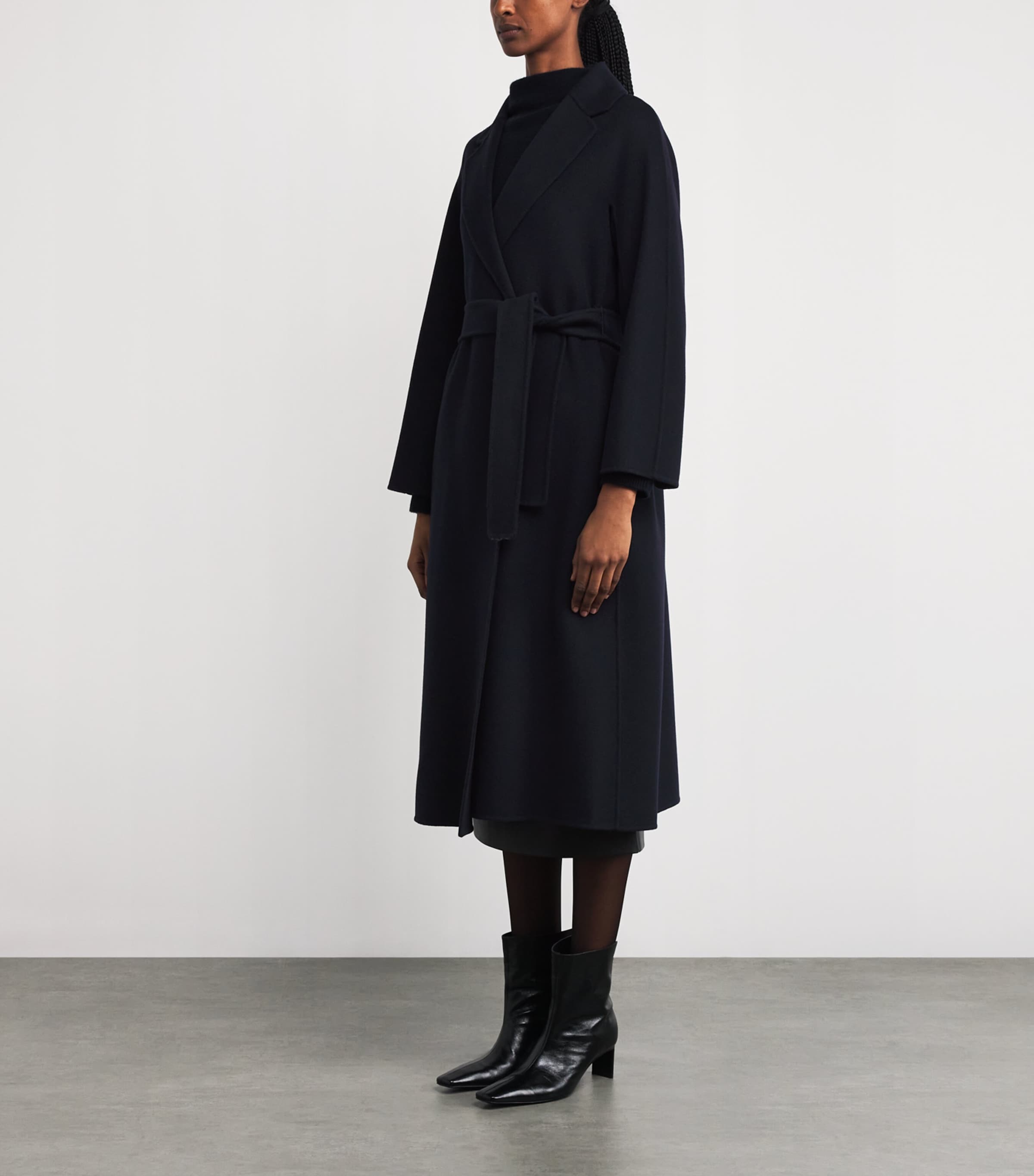 Virgin Wool Midi Wrap Coat MIDNIGHTBLUE Image 3