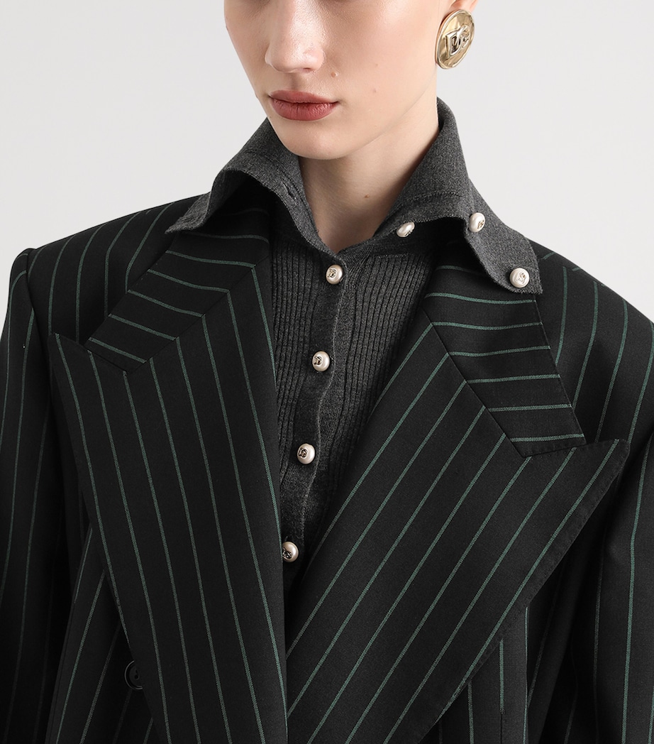 Dolce&Gabbana Womens Wool-Blend Stripe Blazer Striped Image 4