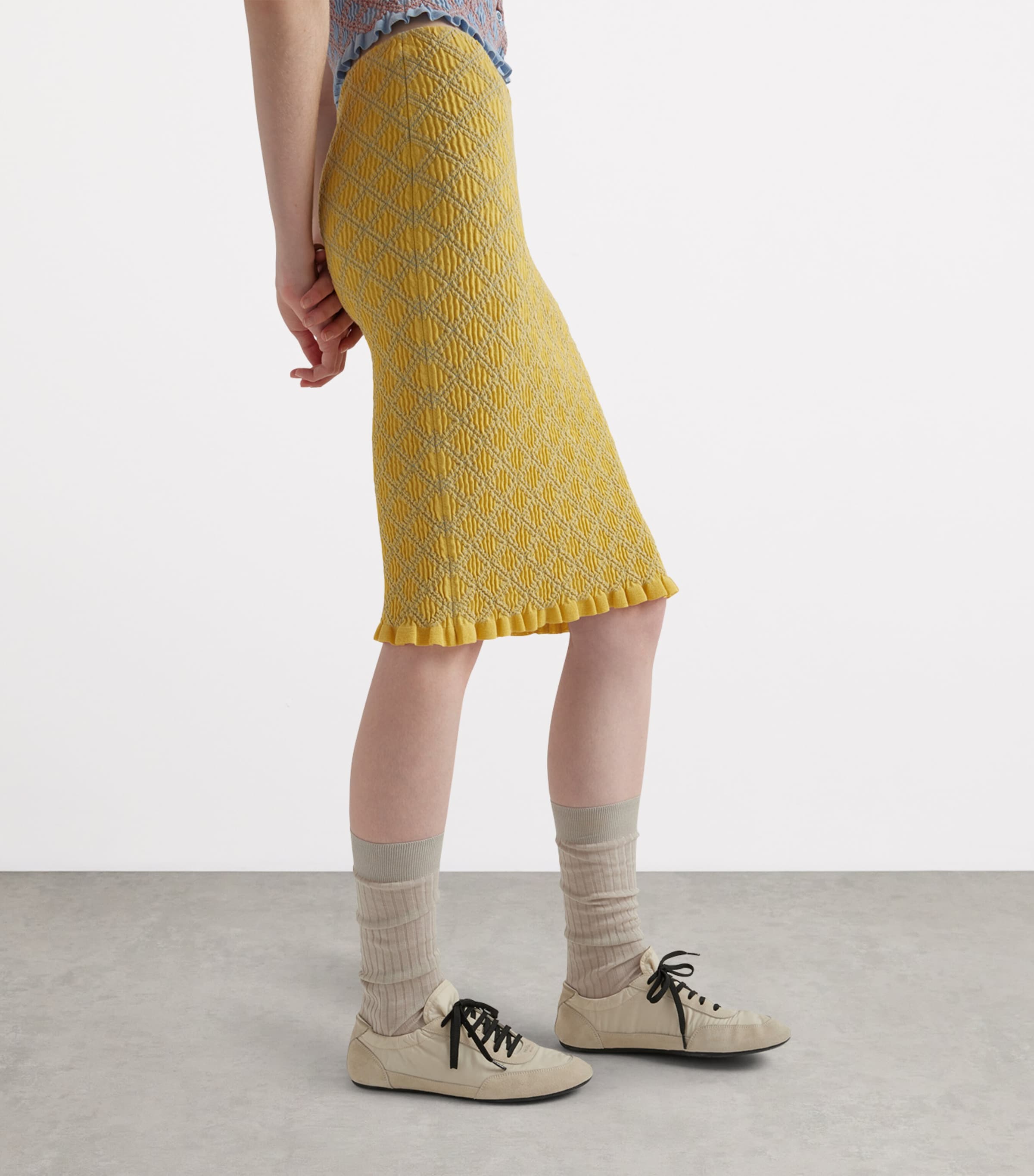 Prada Womens Cotton Smock Stitch Pencil Skirt Image 3