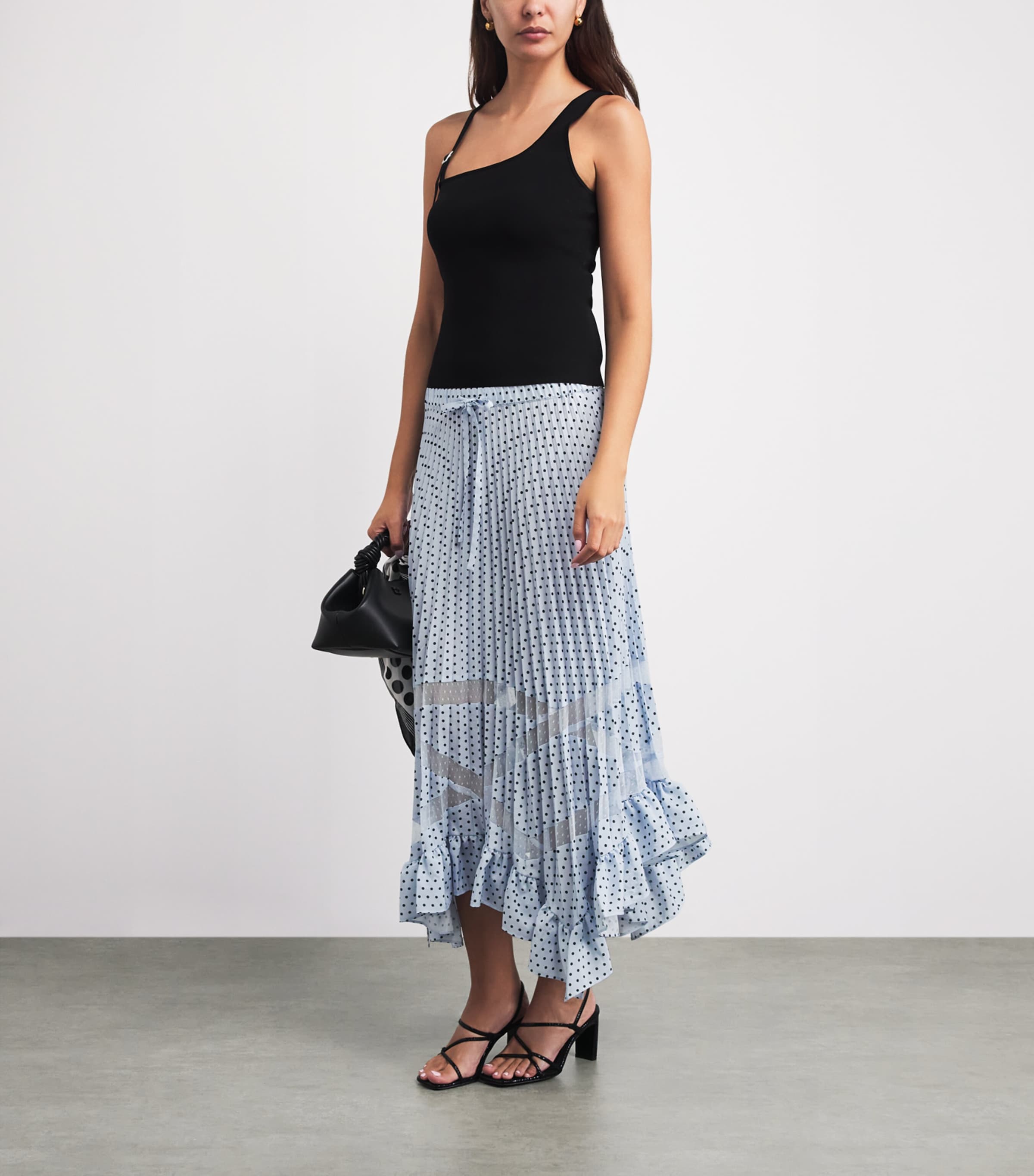 Claudie Pierlot Womens Polka-Dot Pleated Midi Skirt Light Print Image 2