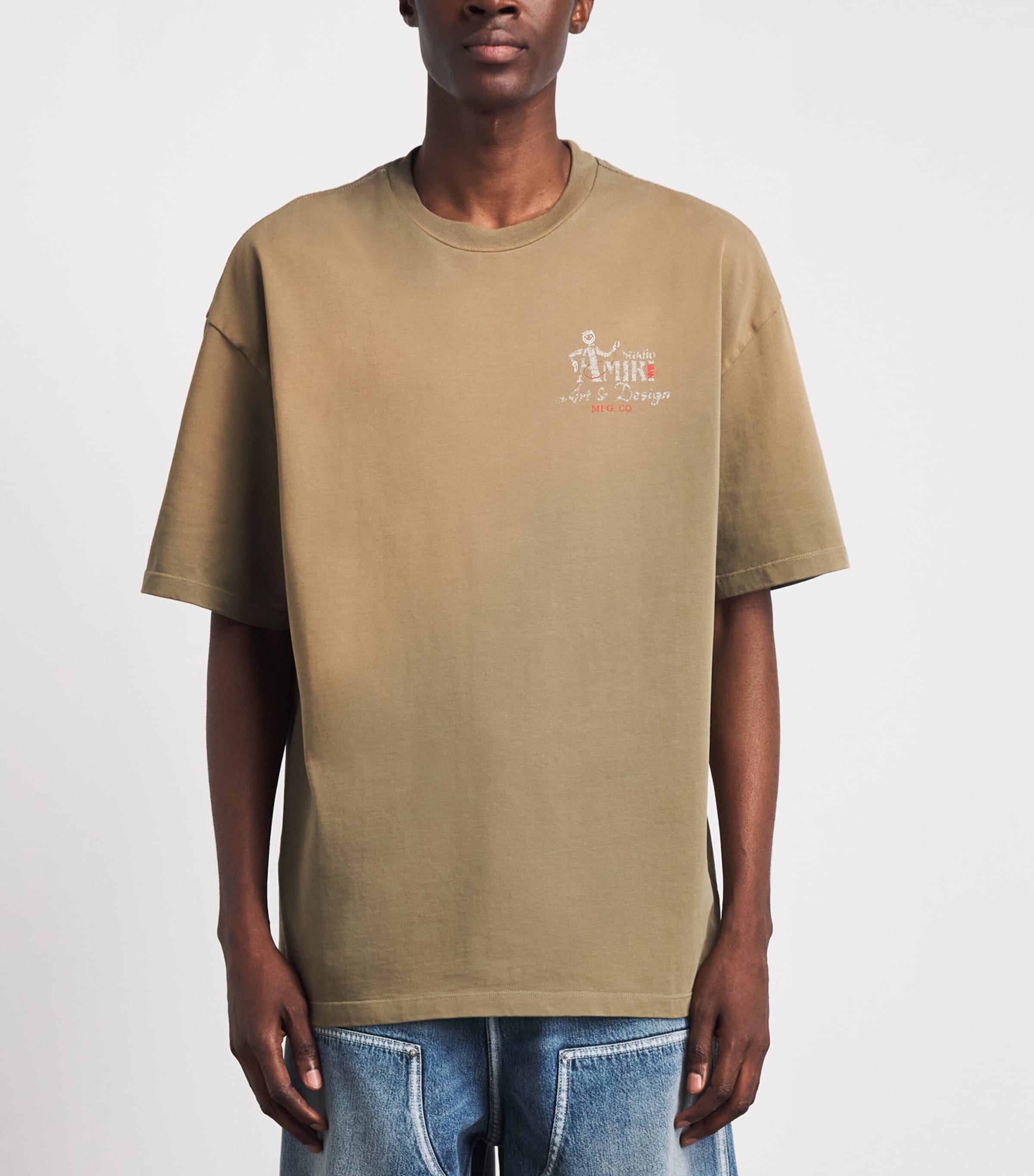 AMIRI Mens Cotton Studio Print T-Shirt Camel Image 4