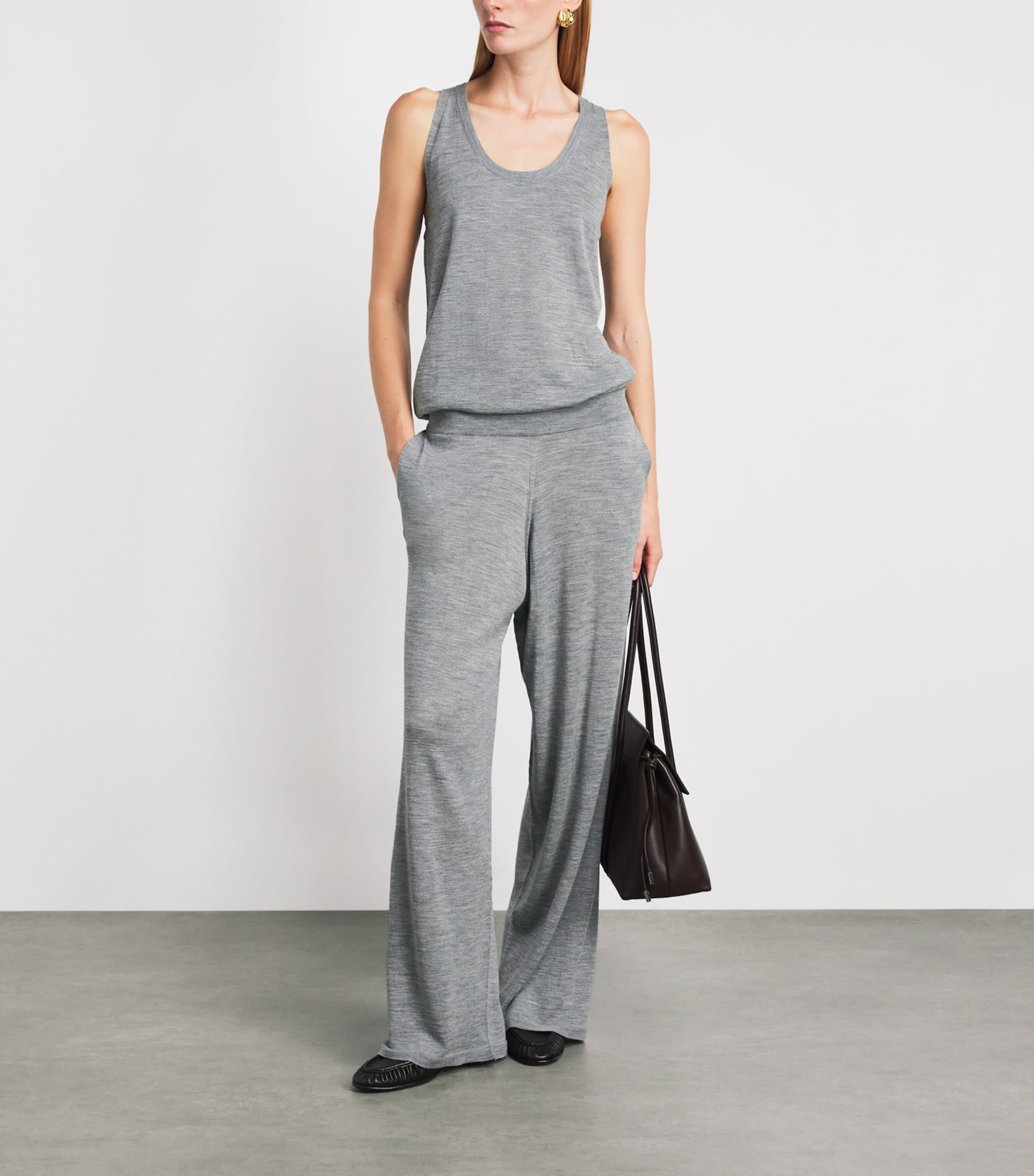 Johnstons Of Elgin Womens Superfine Merino Wool Ina Knitted Trousers Cullen Grey Image 2