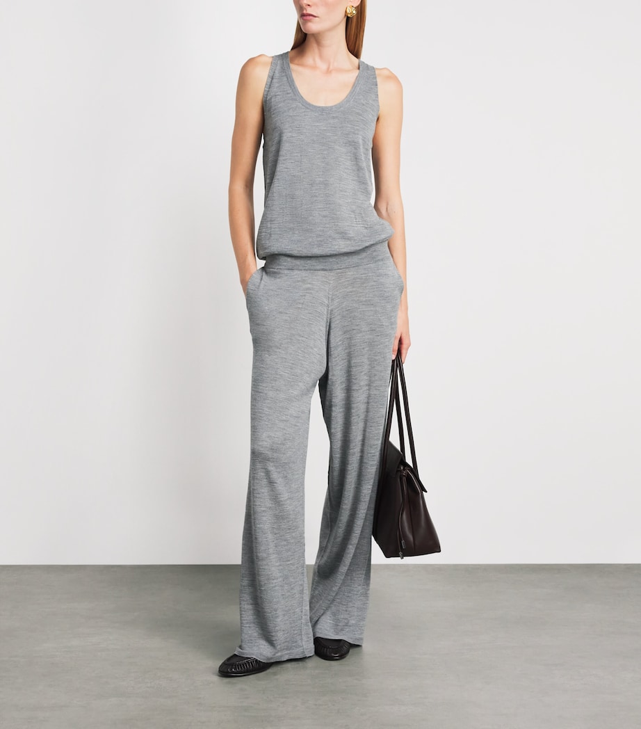 Johnstons Of Elgin Womens Superfine Merino Wool Ina Knitted Trousers Cullen Grey Image 2
