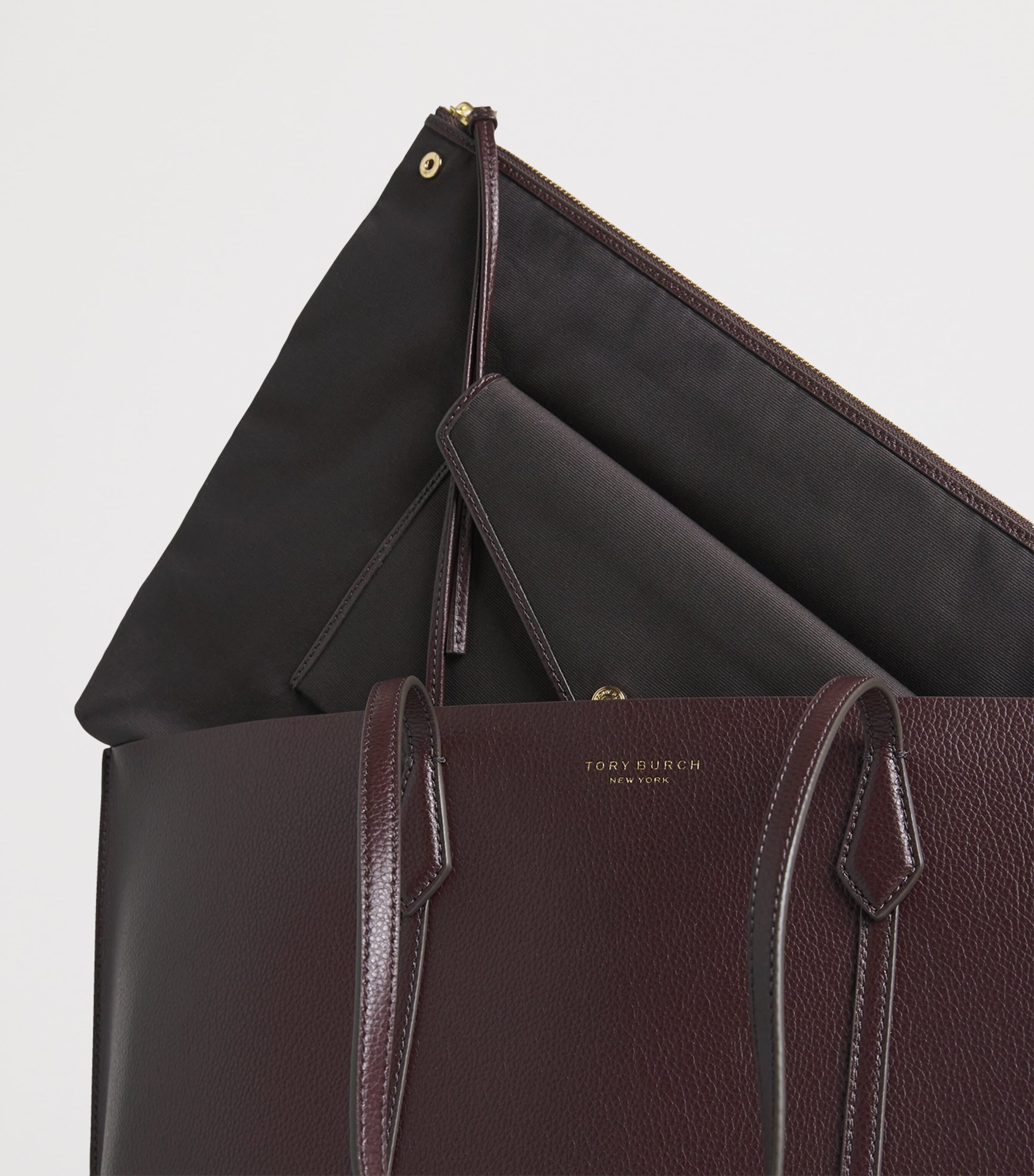 Leather Perry Tote Bag DARK CARMINE Image 5