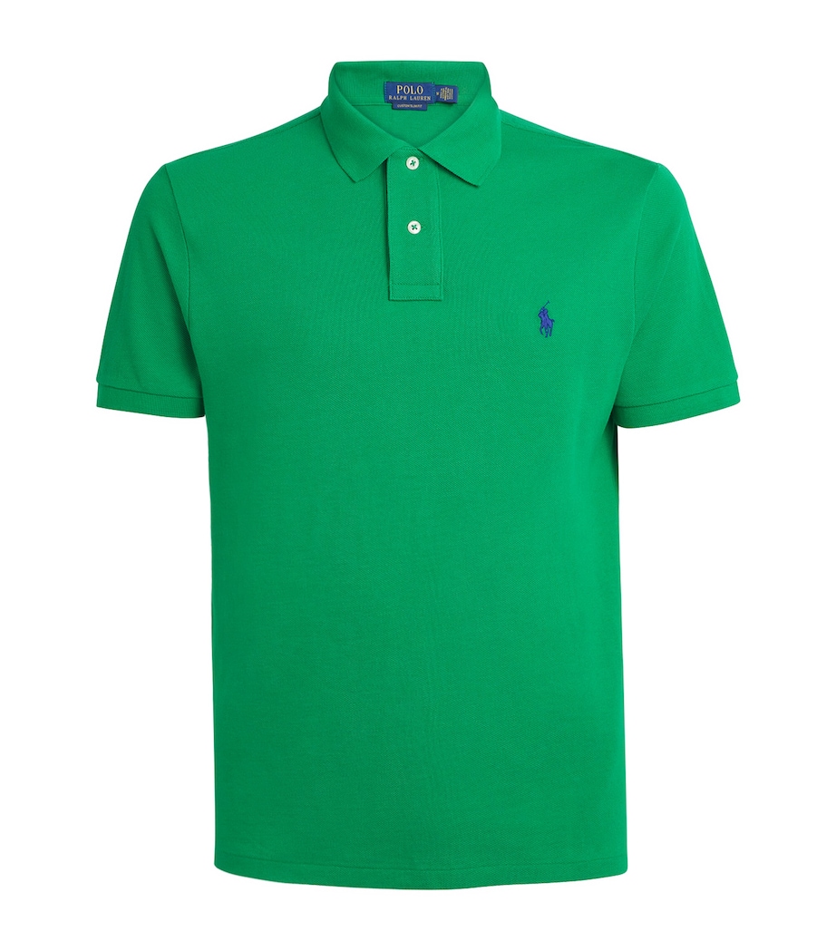 Cotton Mesh Custom-Fit Polo Shirt GREEN Image 1