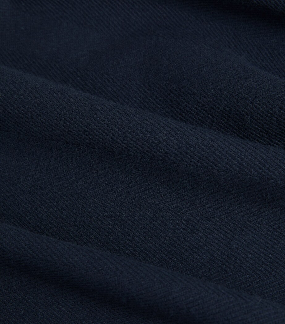 Dunhill Mens Cotton Herringbone Polo Shirt Navy Image 5