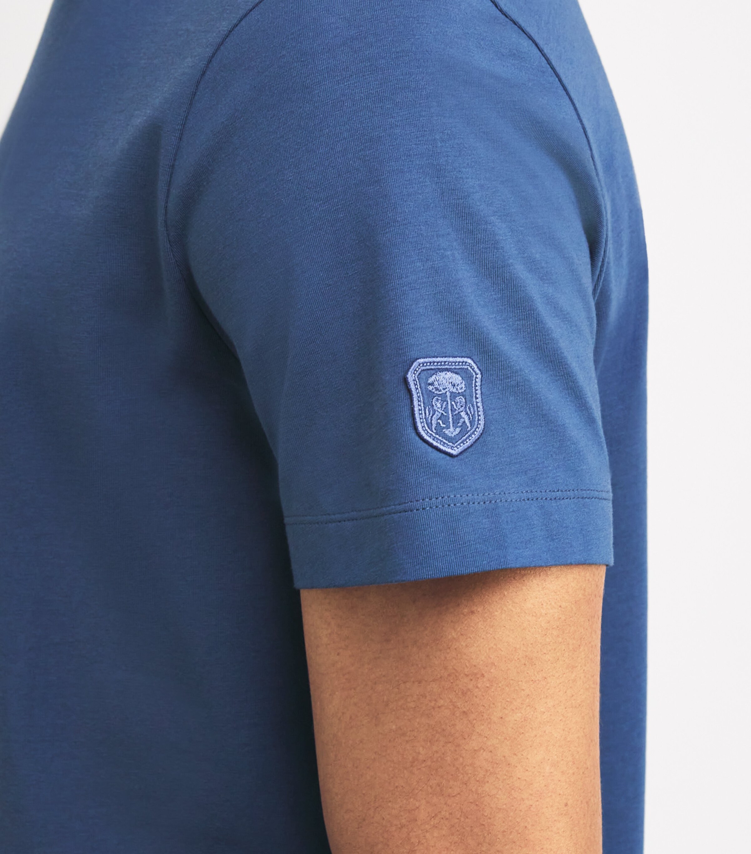 Corneliani Mens Stretch-Cotton T-Shirt Drk Ceruole Blue Image 6
