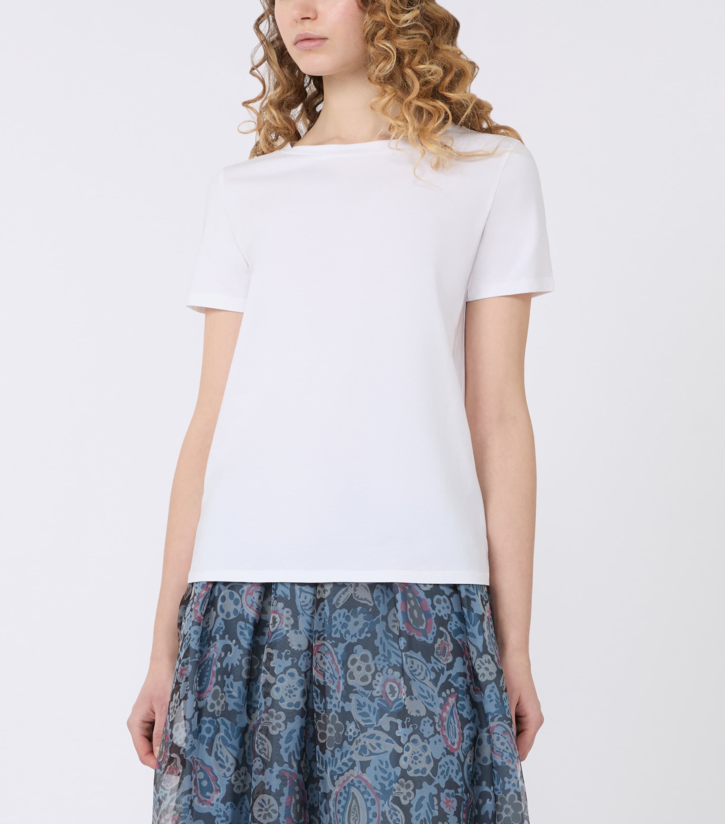 Weekend Max Mara Womens Stretch-Cotton T-Shirt White Image 2