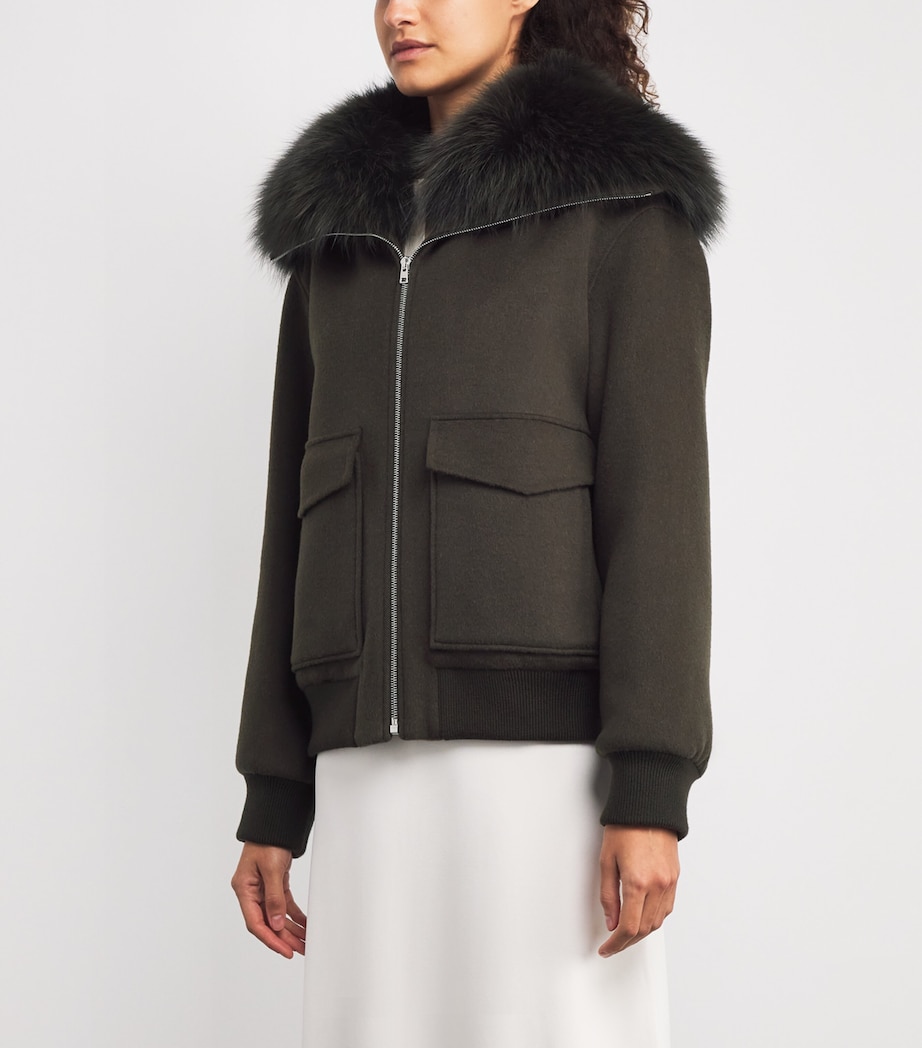 Wool-Cashmere Fur-Trim Jacket A2108 Image 3