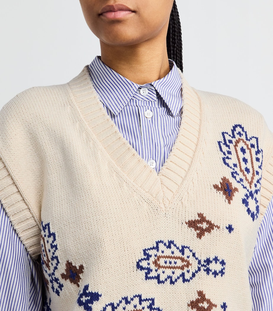 Cotton-Blend Jacquard Sweater Vest IVORY Image 6