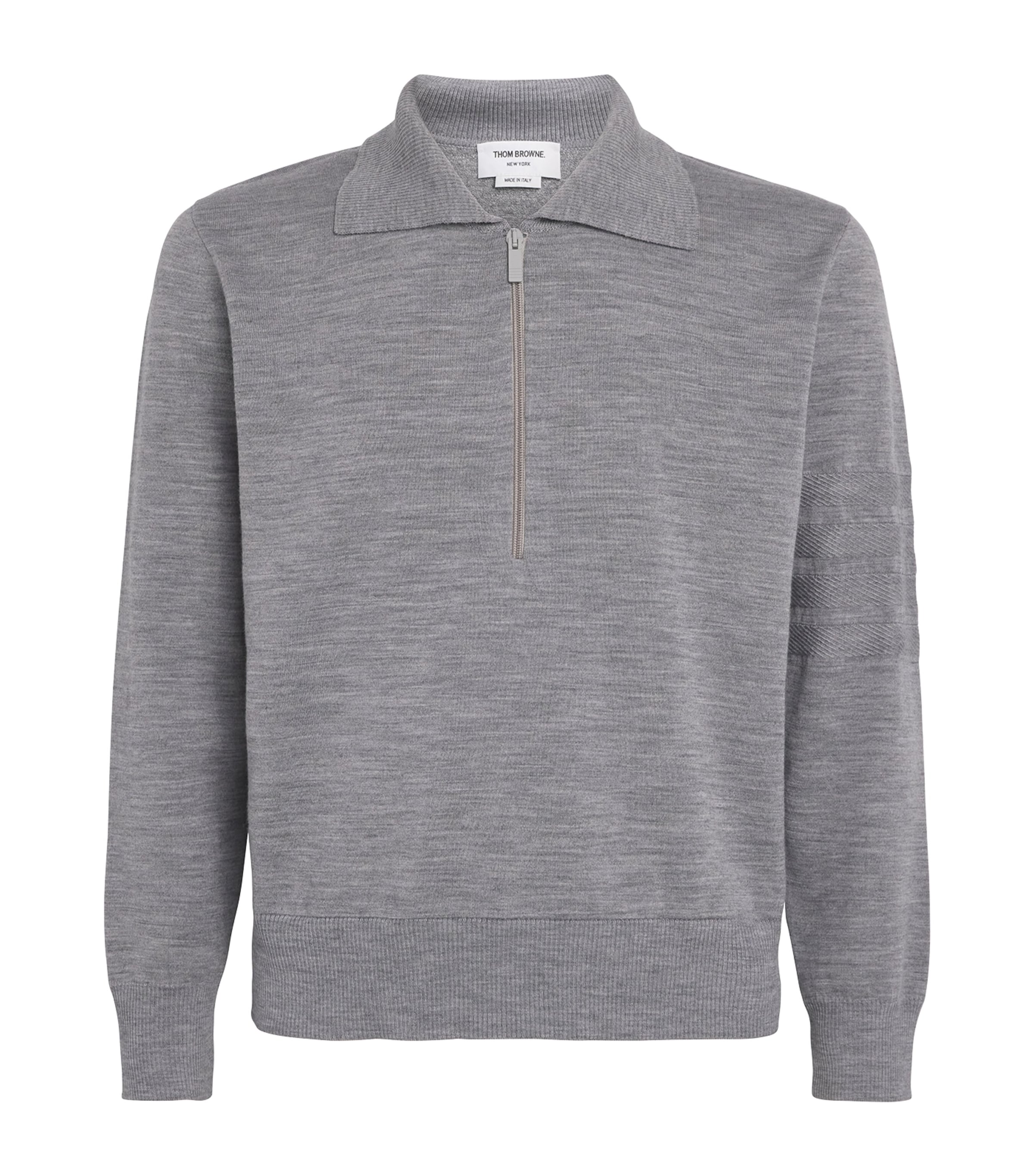 Cotton Half-Zip Polo Shirt LT GREY Image 1