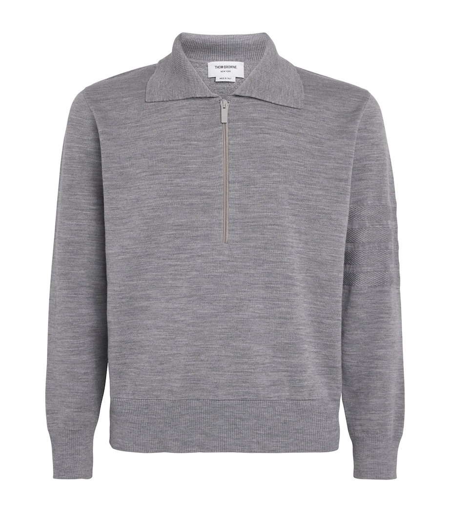 Cotton Half-Zip Polo Shirt LT GREY Image 1