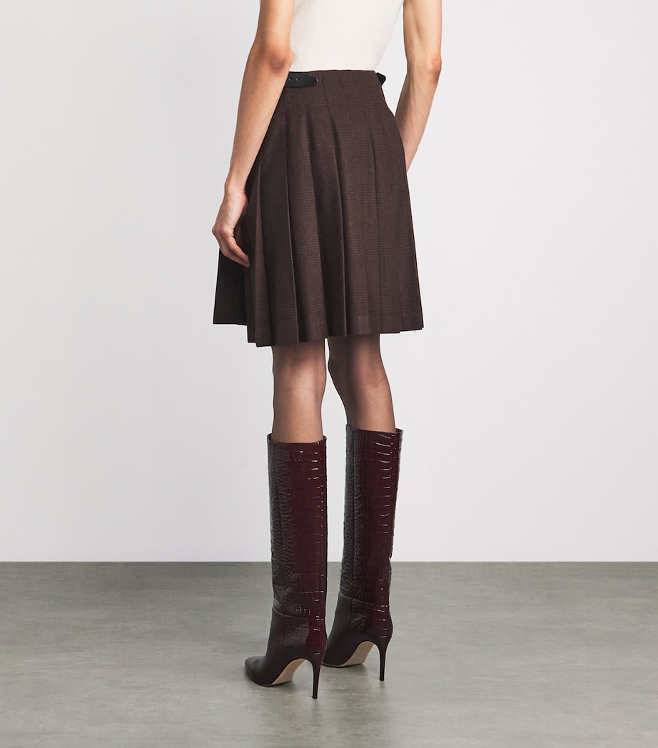 Johnstons Of Elgin Womens x Le Kilt Wool-Cashmere Pleated Midi Skirt Brn Shdow Chk Image 5