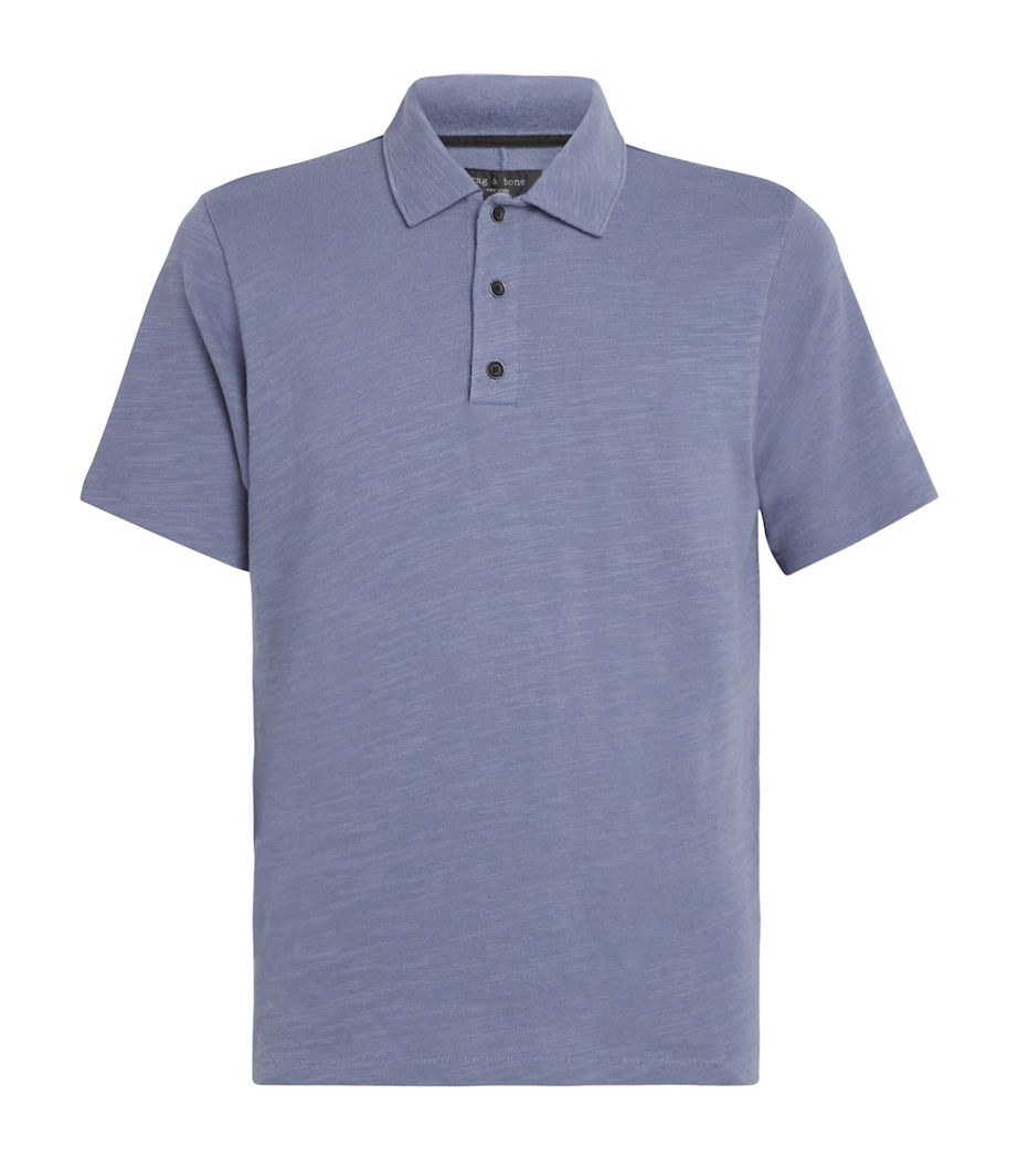 Rag & Bone Mens Cotton Flame Polo Shirt Seagrey Image 1