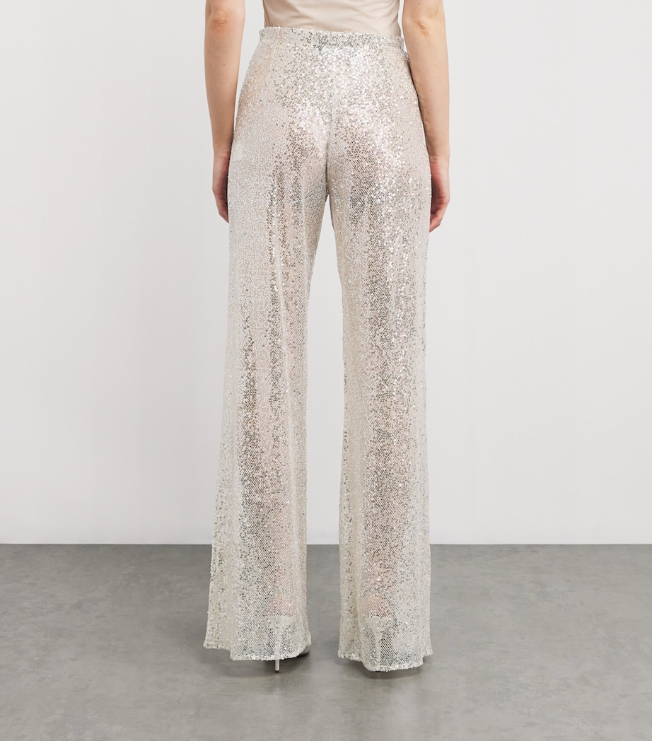 Embellished Wide-Leg Marlene Trousers CHAMPAGNE Image 4