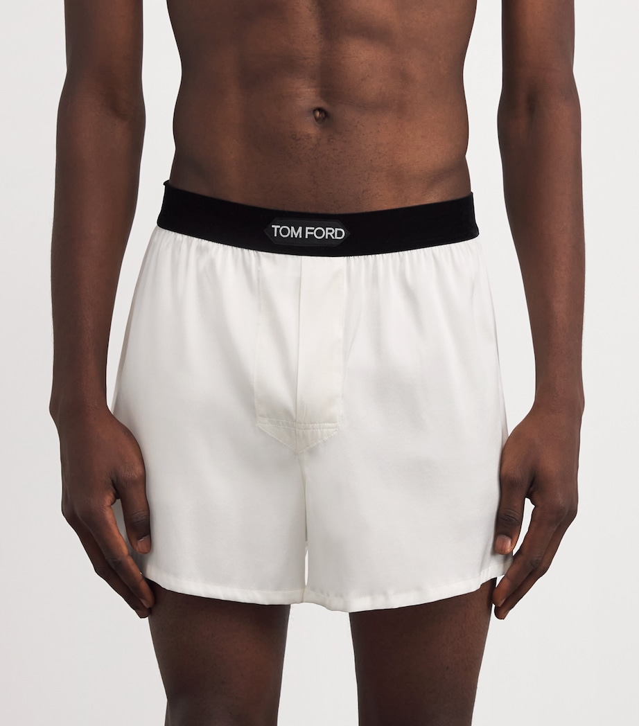 Stretch-Silk Boxer Shorts 100 WHITE Image 2