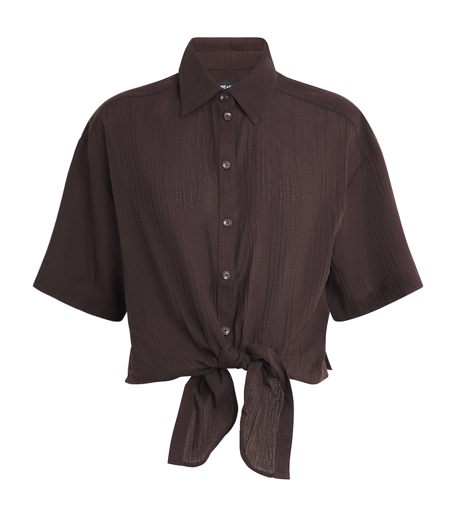 ME+EM Womens Cotton Tie-Front Beach Shirt Cocoa Brown Image 1