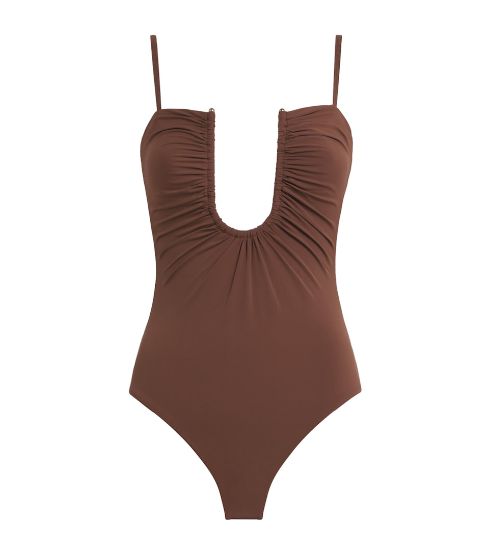 Christopher Esber Arched Swimsuit Husk Brown