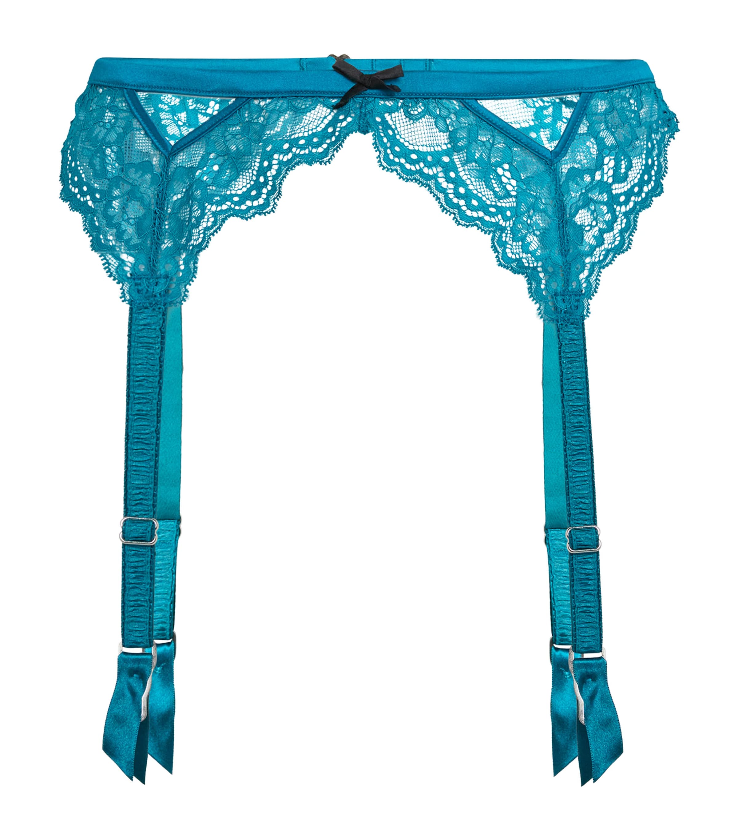 Fleur Du Mal Womens Lace Bianca Garter Belt Aquamarine Image 1