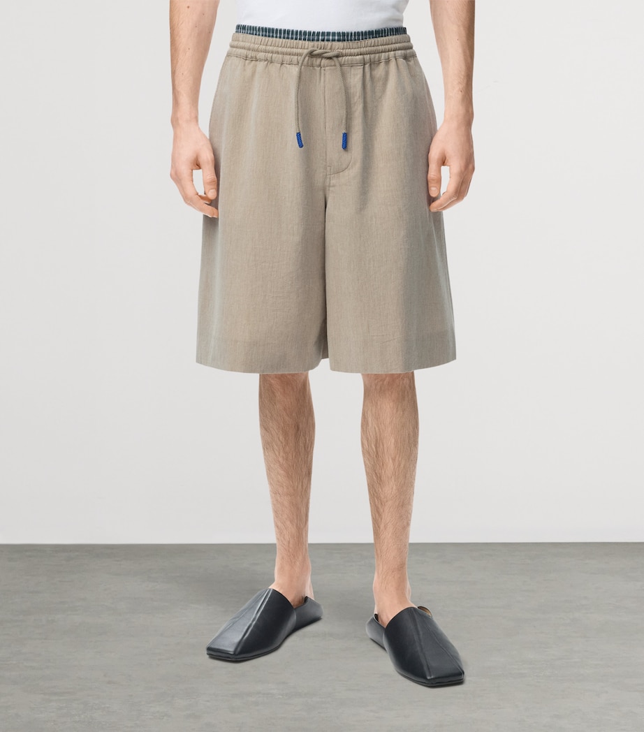 LOEWE Mens Layered Drawstring Shorts Beige Image 3