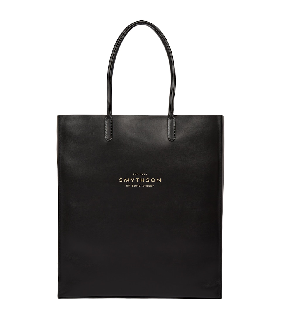 Smythson Mini Leather Kingly Tote Bag Black
