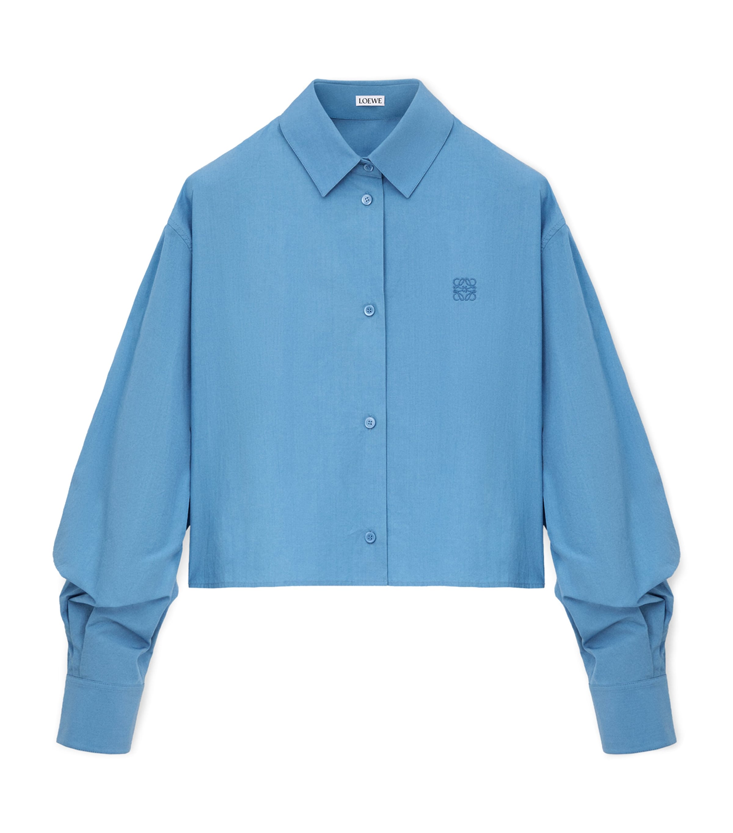 LOEWE Womens Cotton Cropped Shirt Blue Image 1