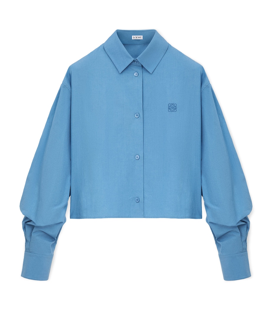 LOEWE Womens Cotton Cropped Shirt Blue Image 1