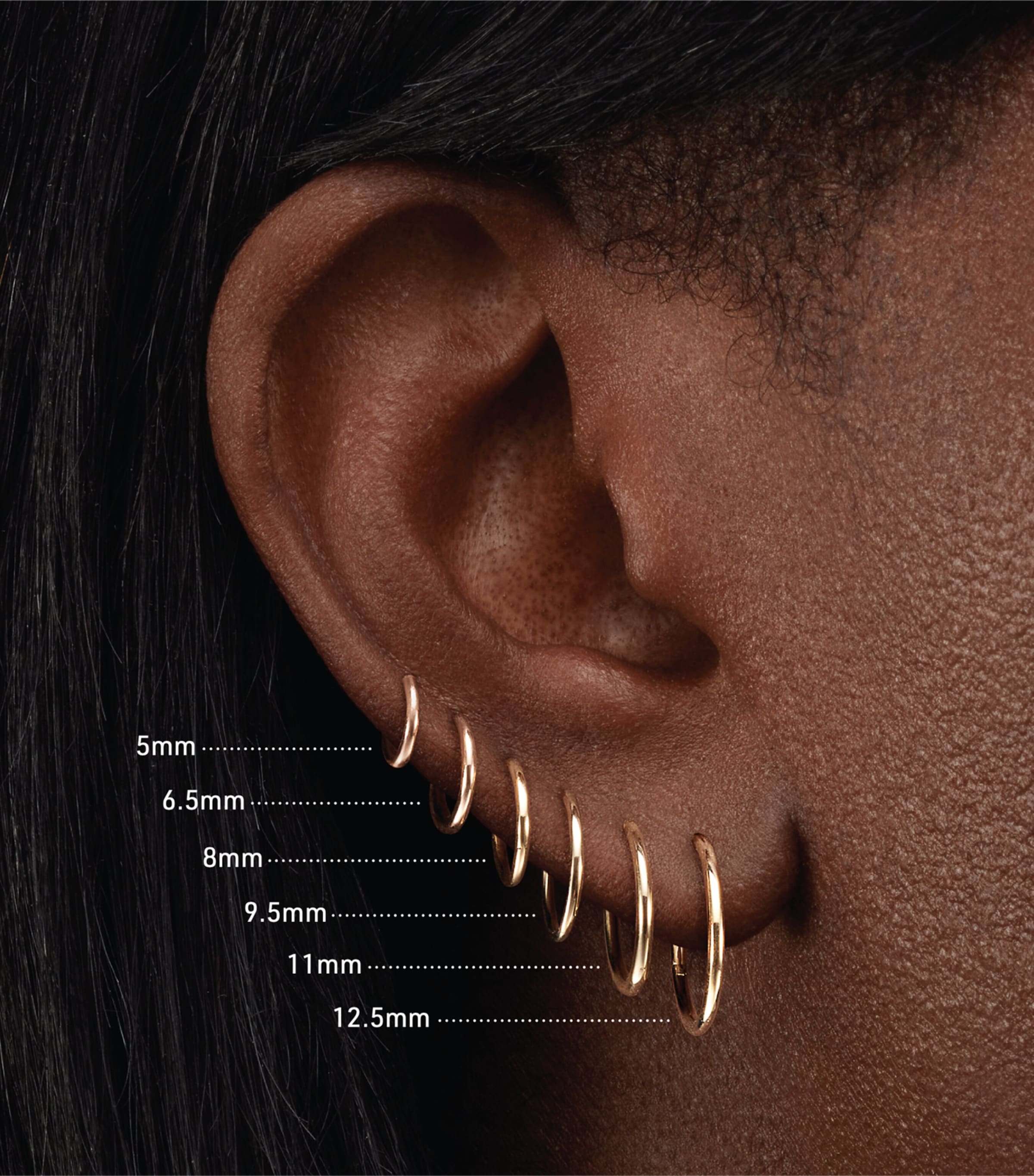 Gold Single Hoop Earring (8mm) ROSE GOLD Image 2