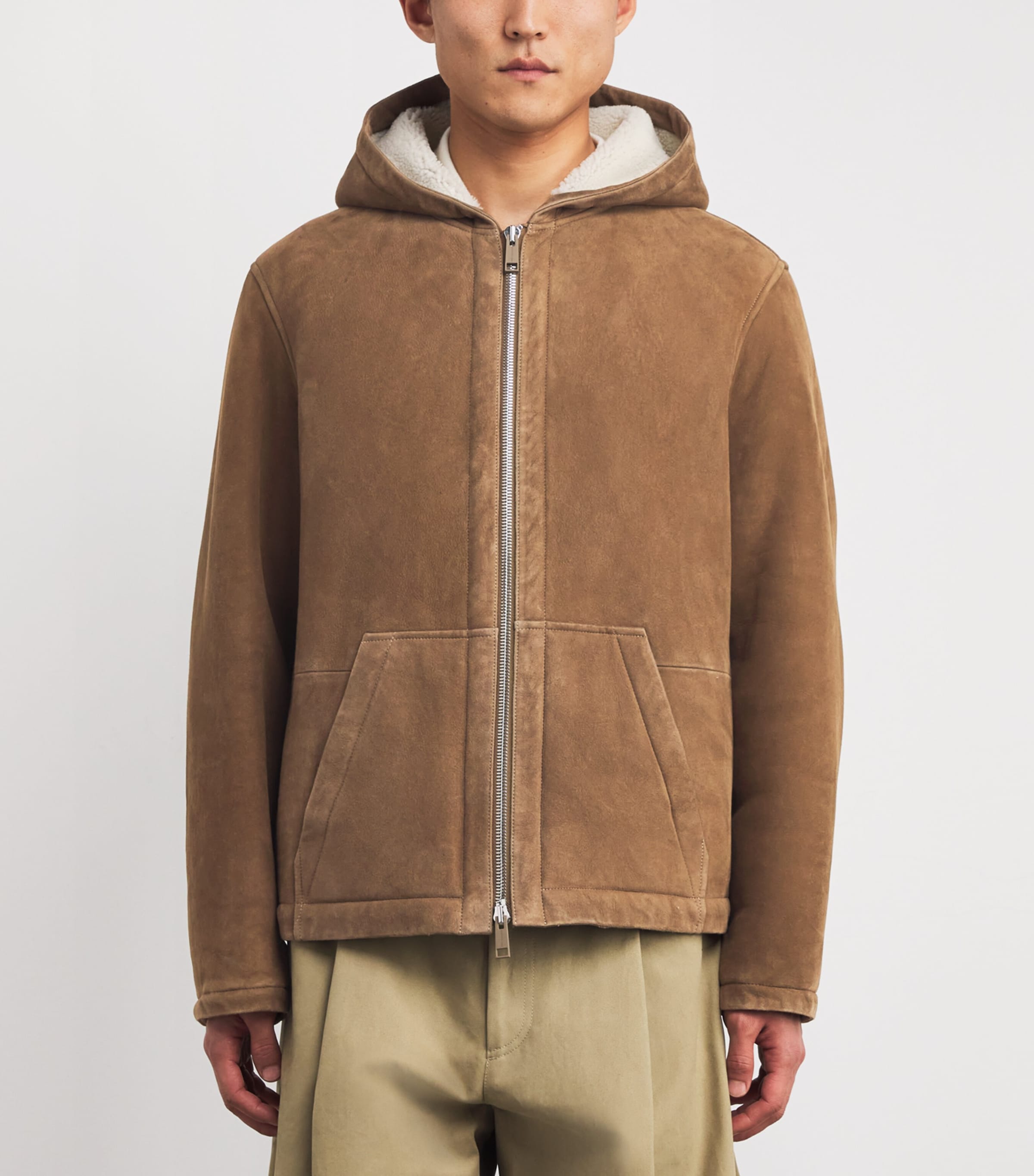 Shearling Reversible Hooded Jacket B3195 CHRKEE/CNVS Image 3