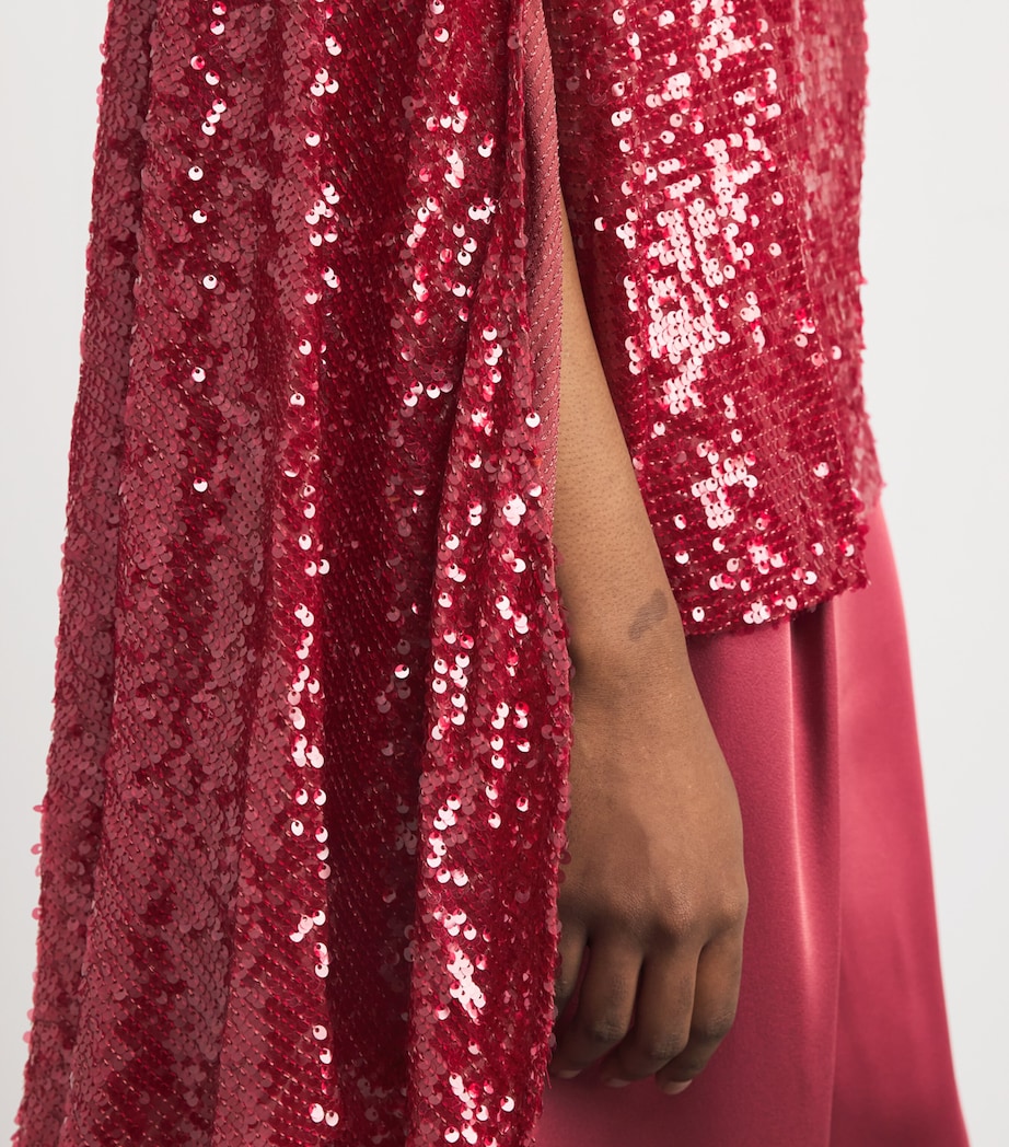 Oversized Sequin Cape T-Shirt 678 DARK ROSE Image 6